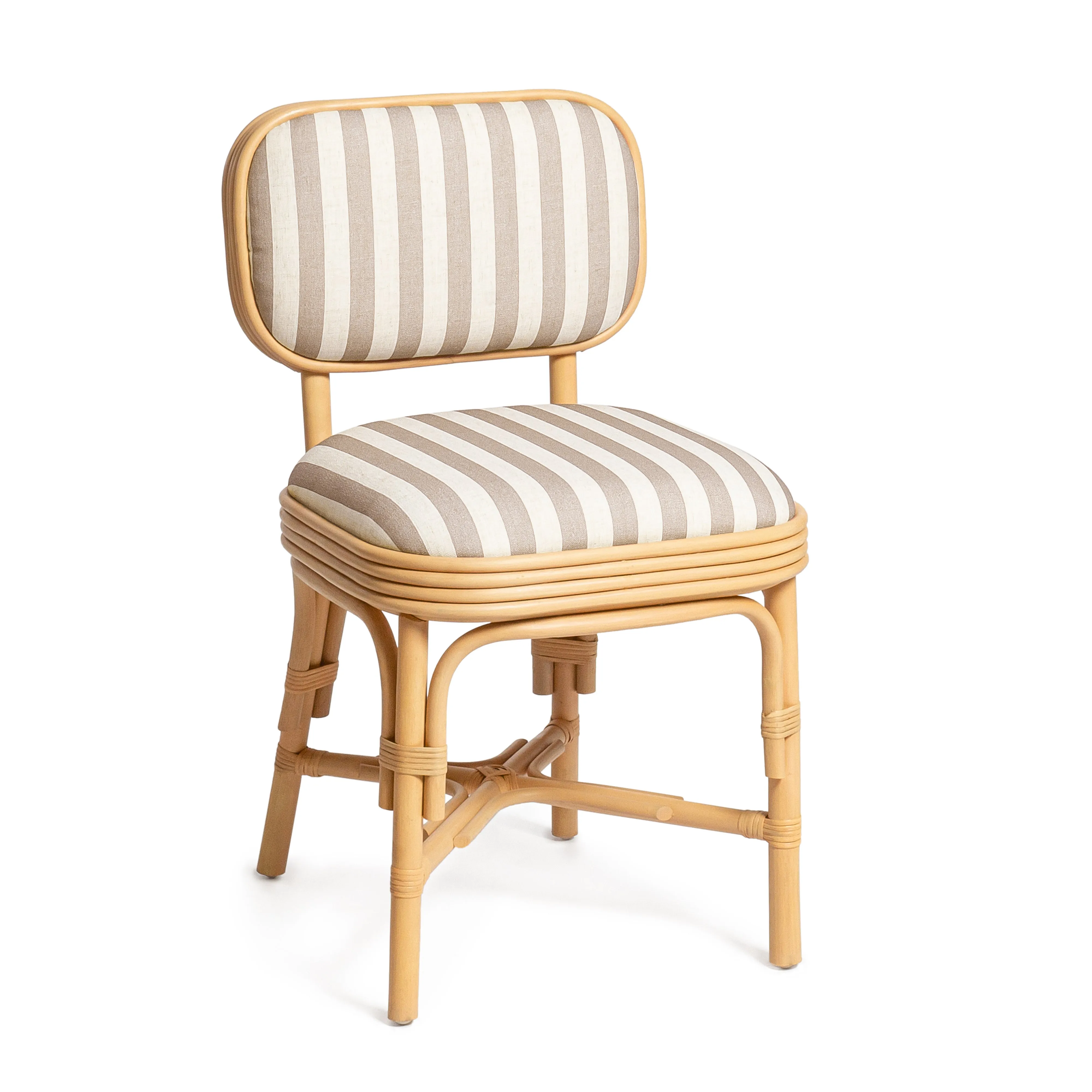 Dorine Striped Performance Linen & Rattan Dining Chair - Image 8