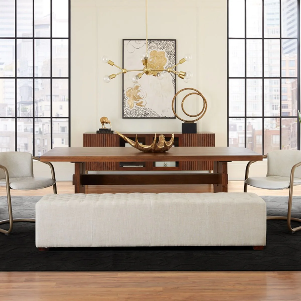 D'Orsay 79" Upholstered Bench in Beige Linen - Image 6