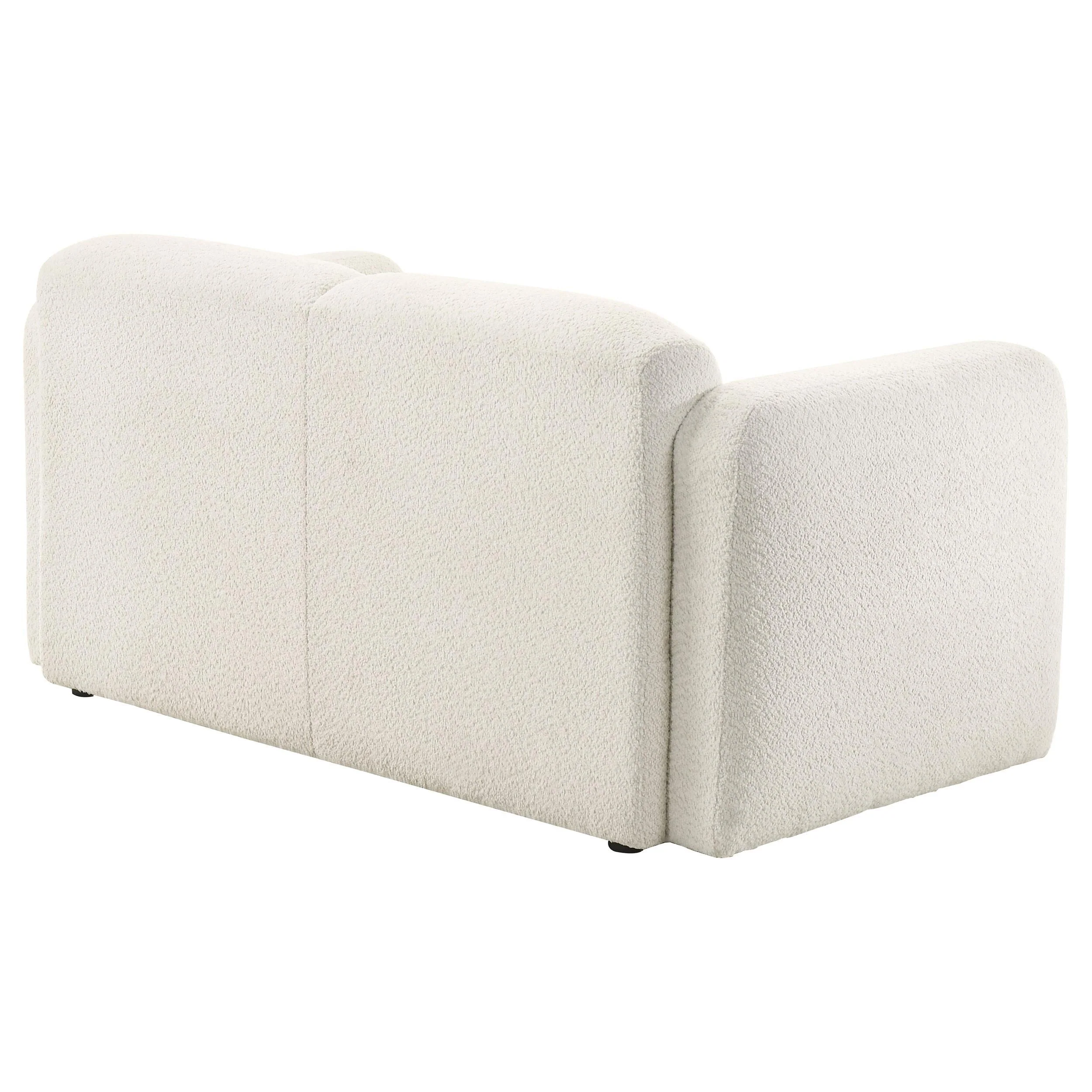 Dorset White Fabric Upholstered Round Track Arm Loveseat - Image 7