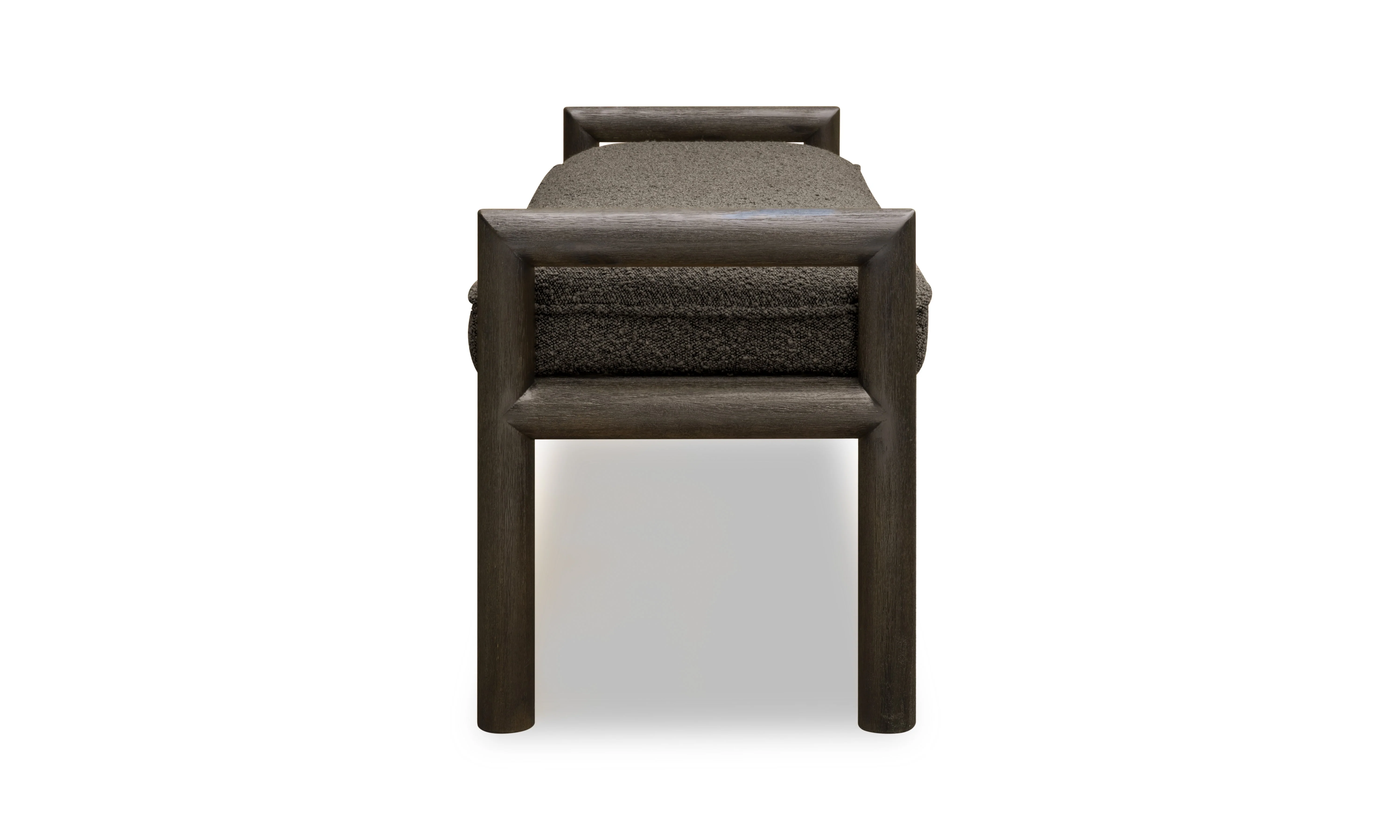Dorsey Boucle Upholstered Wooden Bench in Basalt Grey and Pumpernickel - Image 3