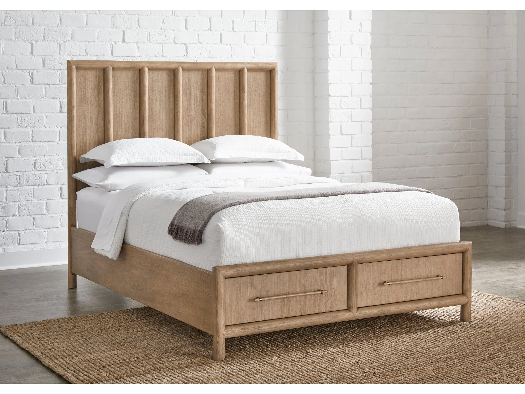 Dorsey Wooden Two Drawer California King Storage Bed in Granola