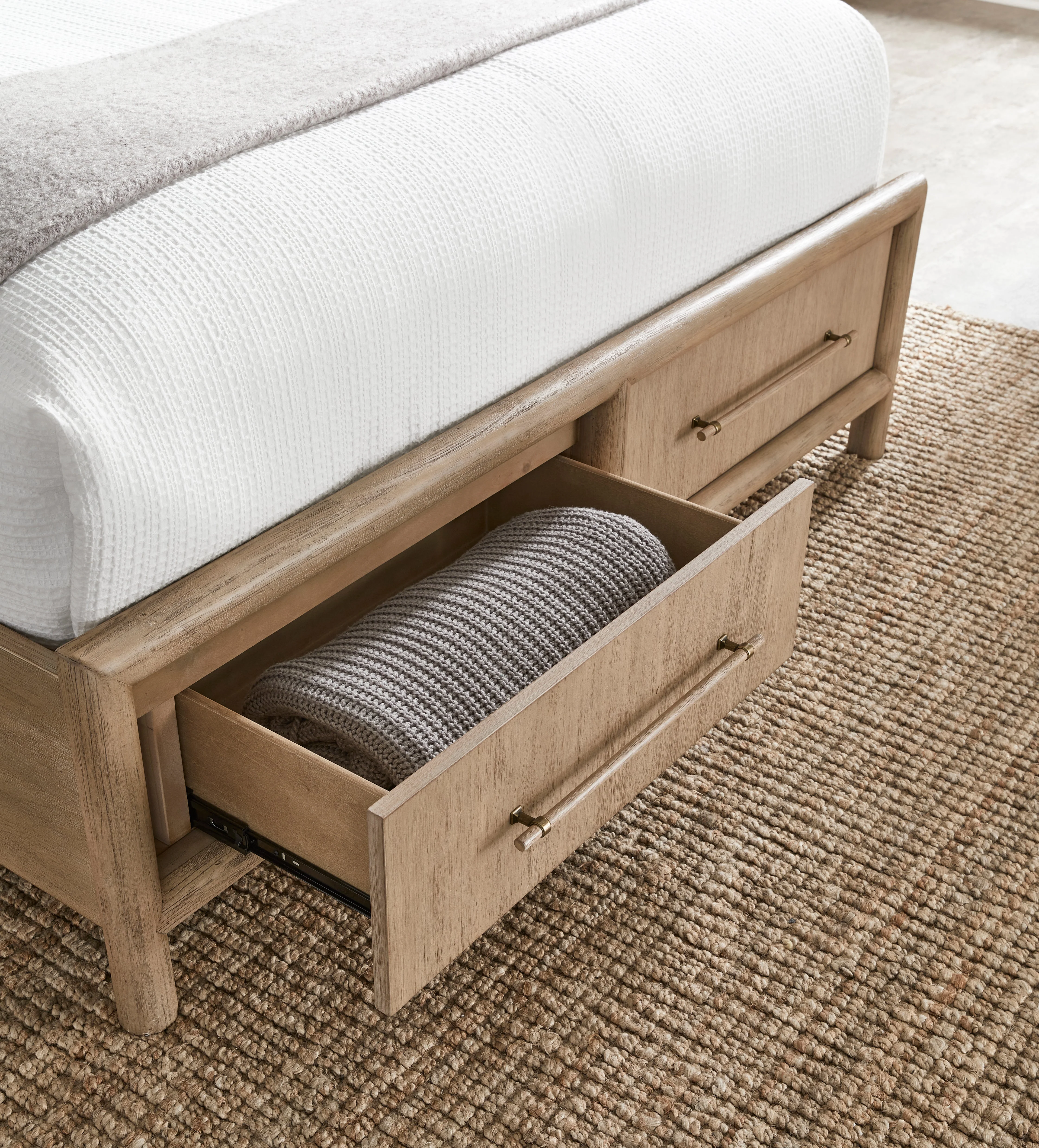 Dorsey Wooden Two Drawer Queen Storage Bed in Granola - Image 3