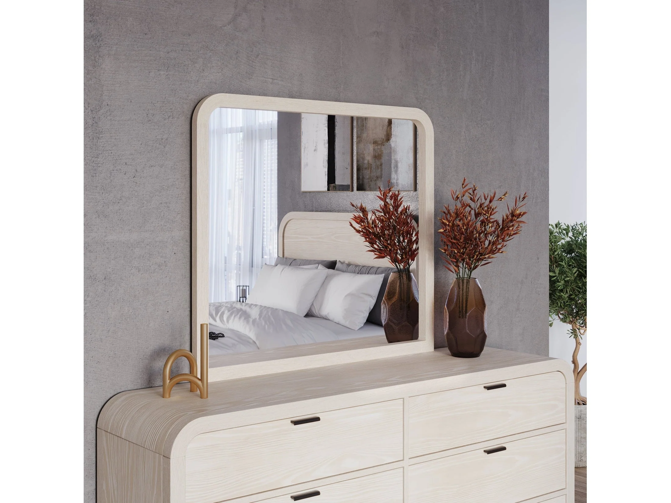 Drake Beveled Glass Wall or Dresser Mirror in Sugar