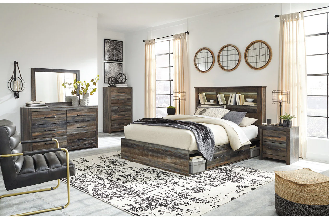 Drystan Multi Queen LED Bookcase Storage Platform Bed with 4 Drawers - Image 4