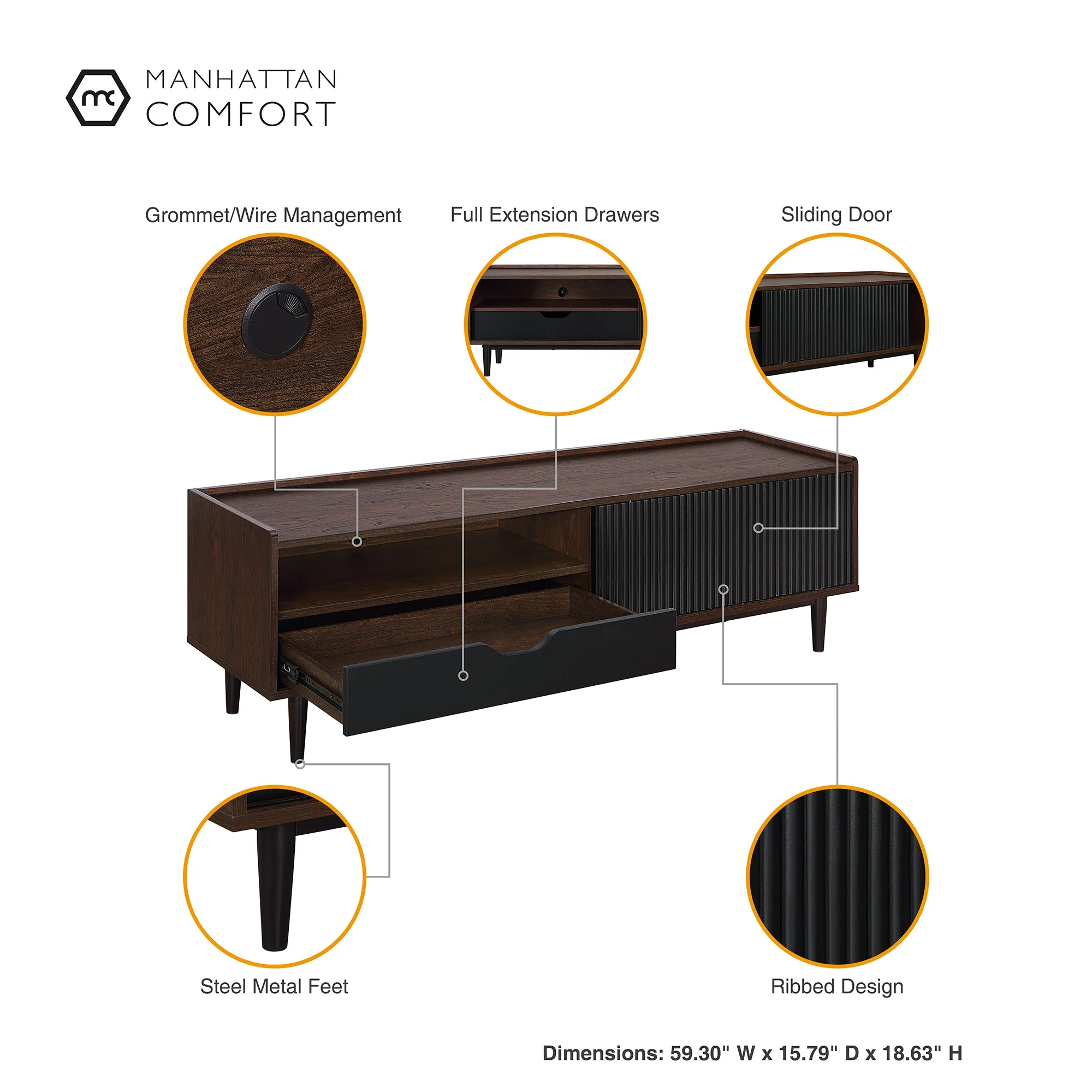 Duane 4 Piece Living Room Set in Dark Brown and Black - Image 10