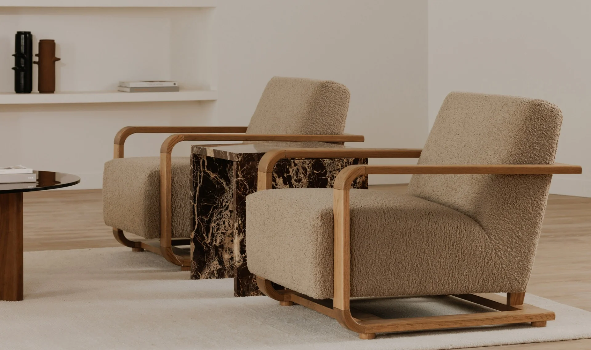 Eckersley Lounge Chair Beige Faux Shearling - Image 8