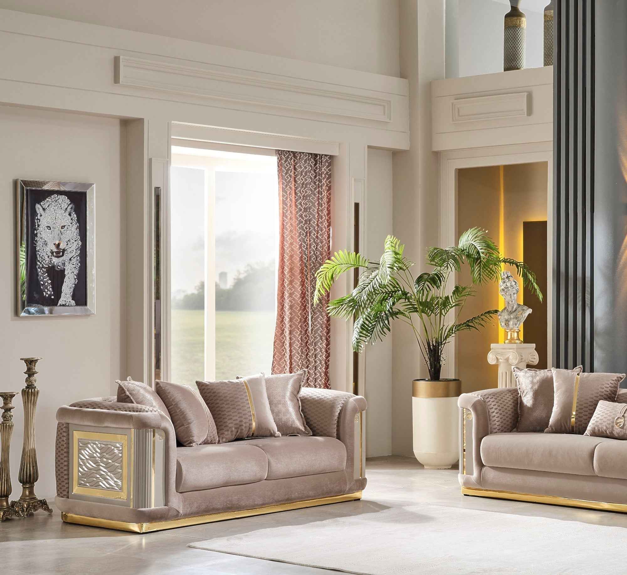 Elegance Beige Stationary Loveseat - Image 3