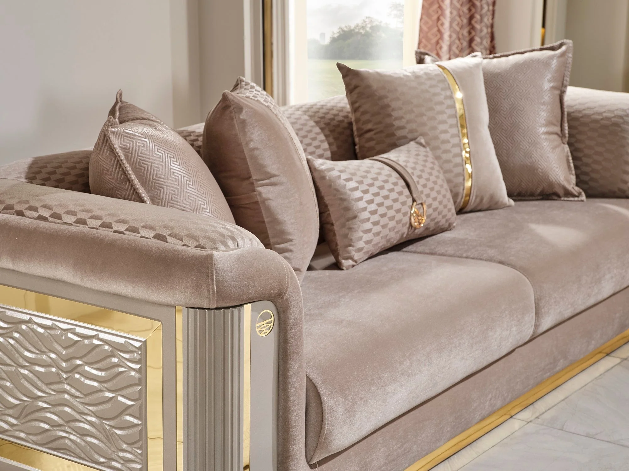 Elegance Beige Stationary Loveseat - Image 5