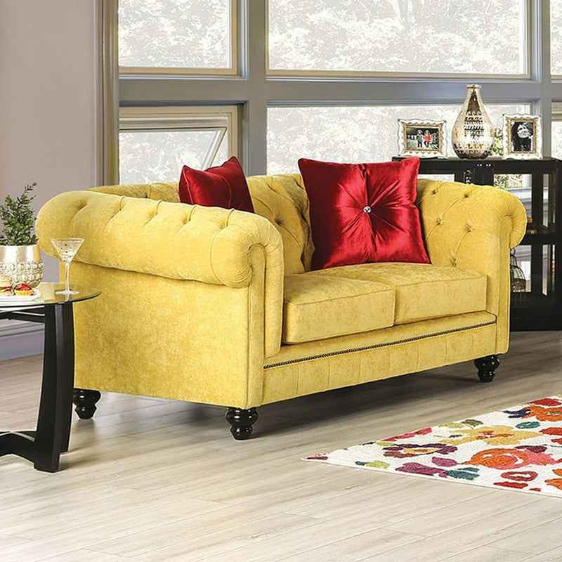 Eliza Royal Yellow/Red Loveseat