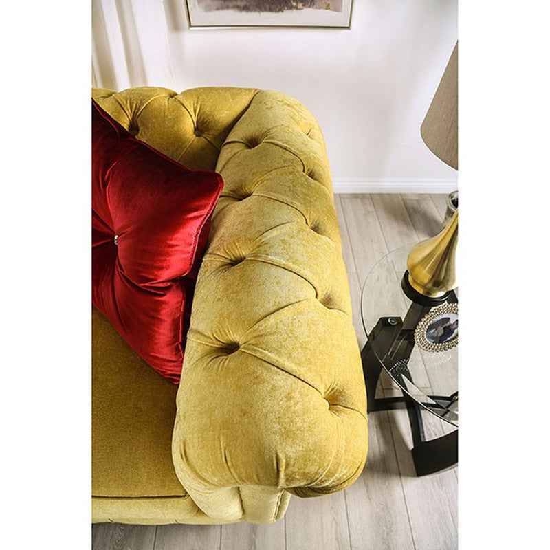 Eliza Royal Yellow/Red Loveseat - Image 4