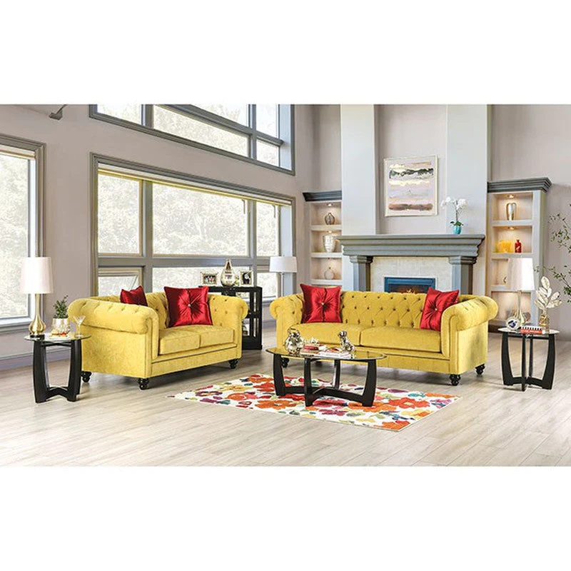 Eliza Royal Yellow/Red Loveseat - Image 6