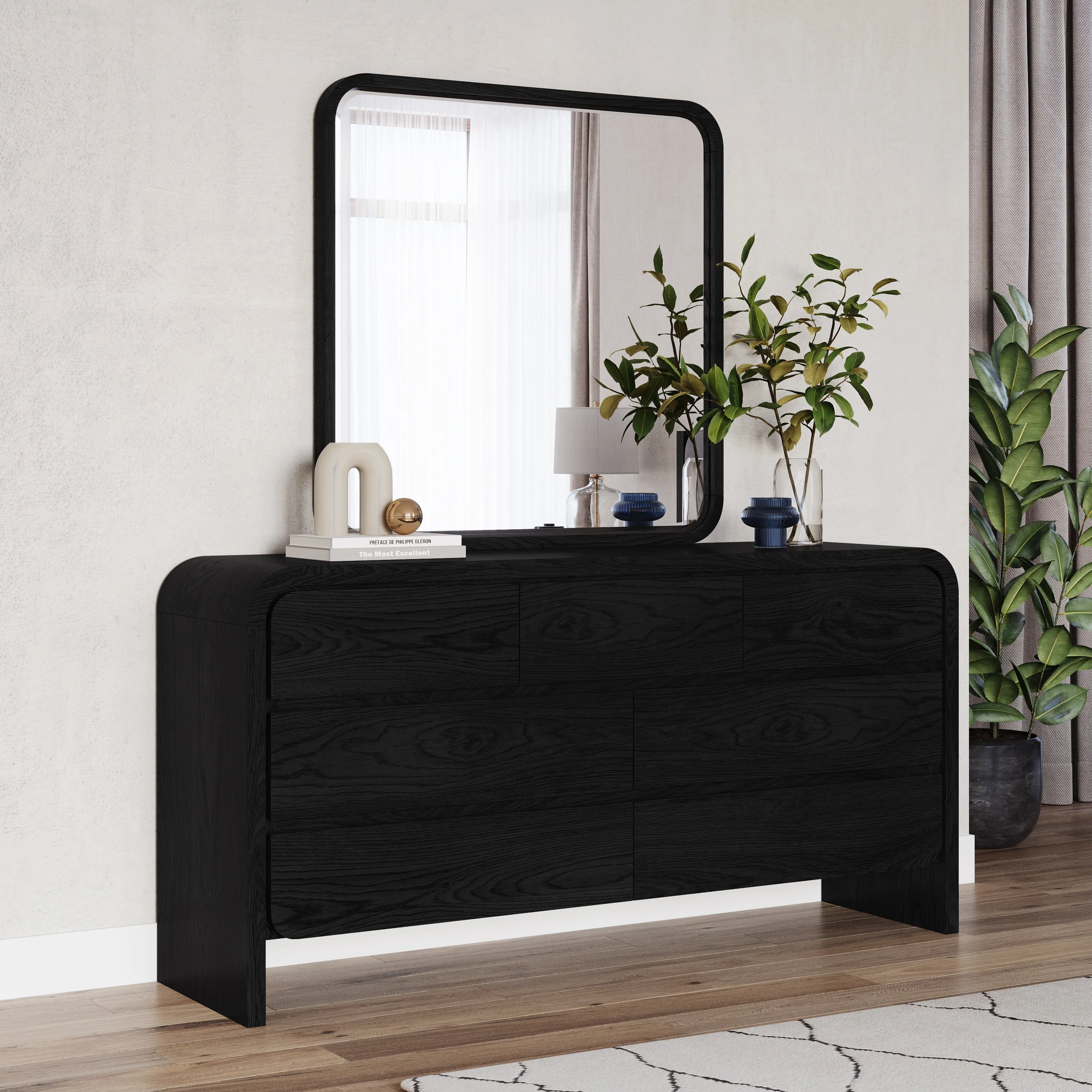 Elora Seven Drawer Dresser in Jet Black Ash - Image 2