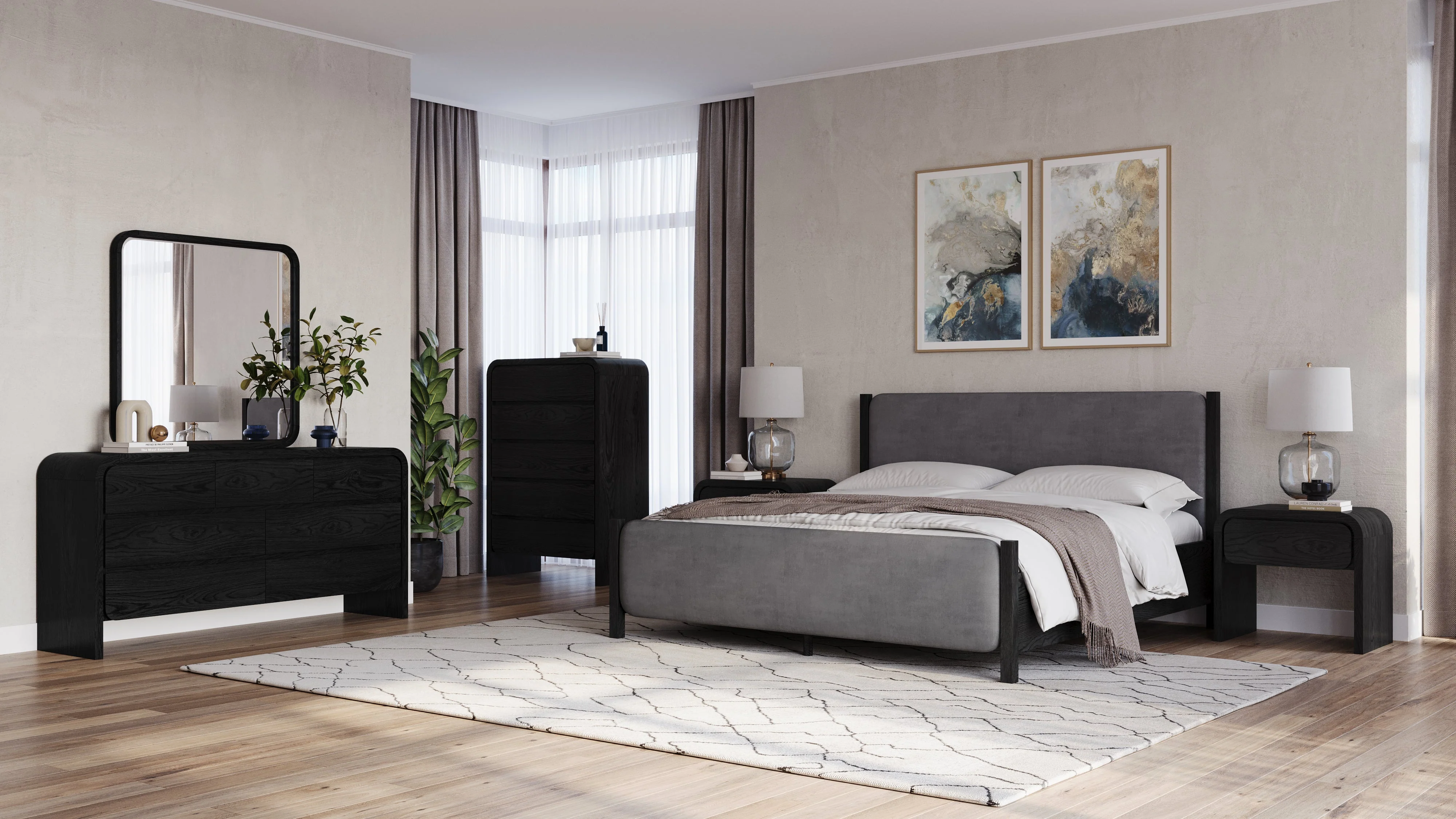 Elora Seven Drawer Dresser in Jet Black Ash - Image 5