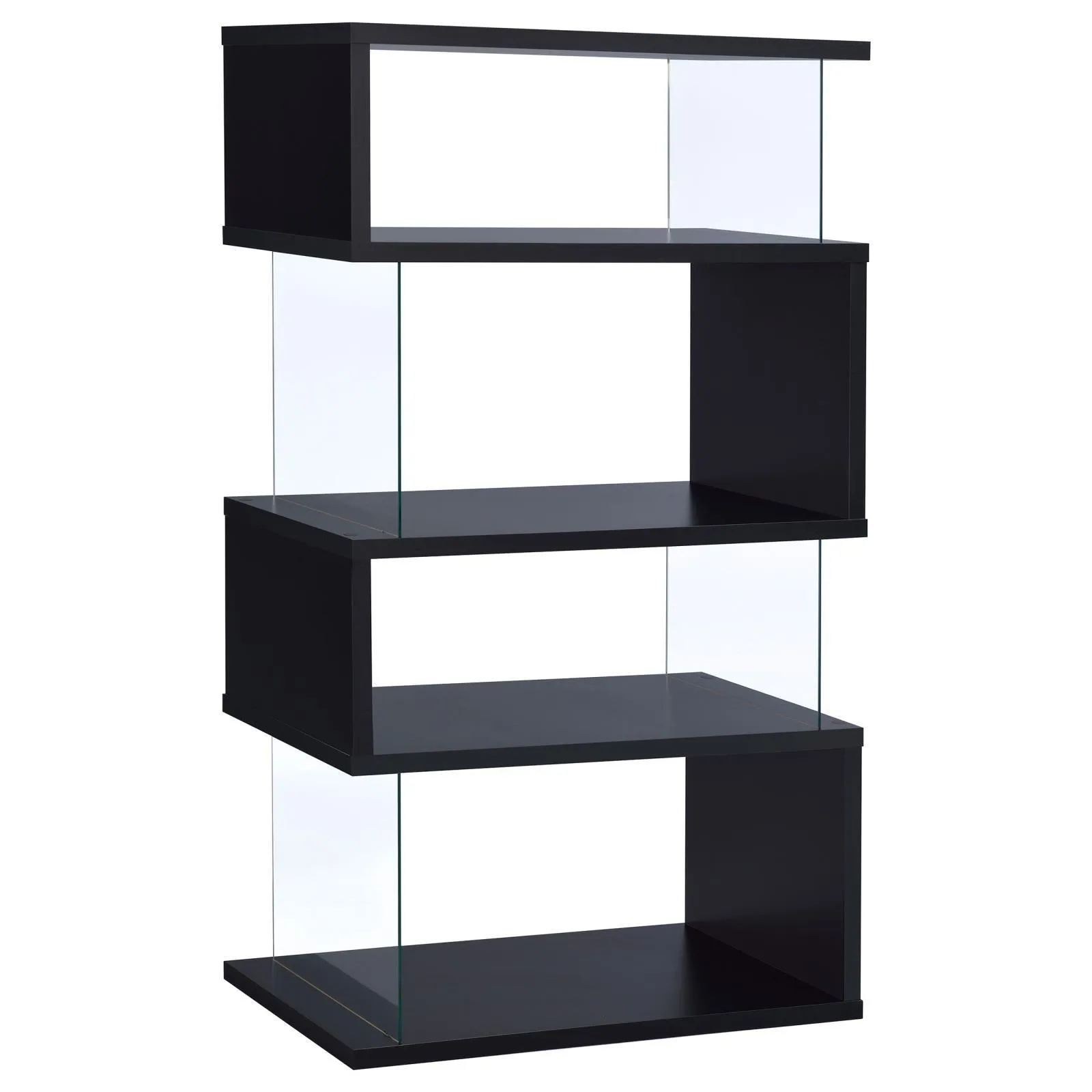 Emelle Black/Clear 4-Tier Bookcase - Image 2