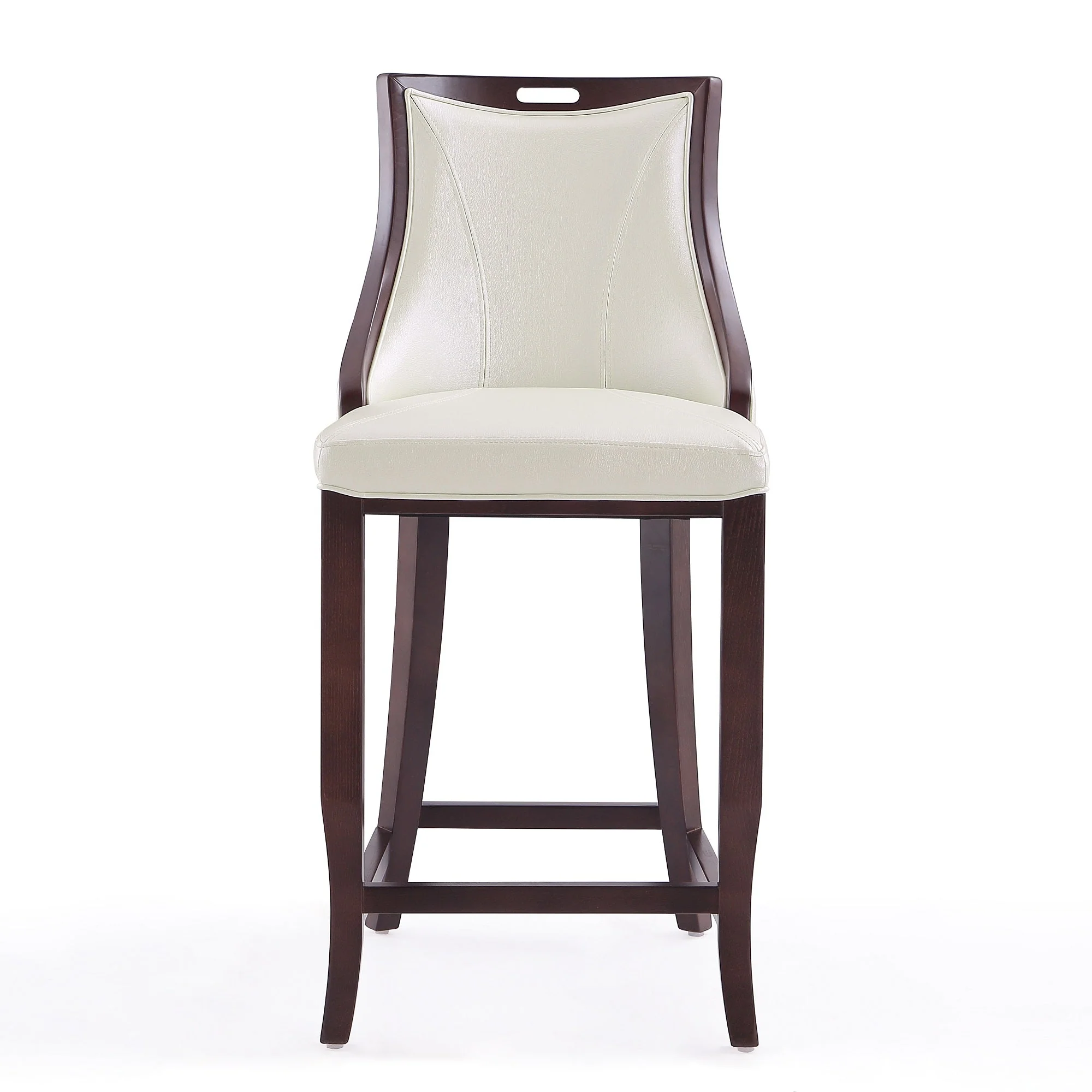 Emperor Bar Stool in Pearl White and Walnut (Set of 3) - Image 5
