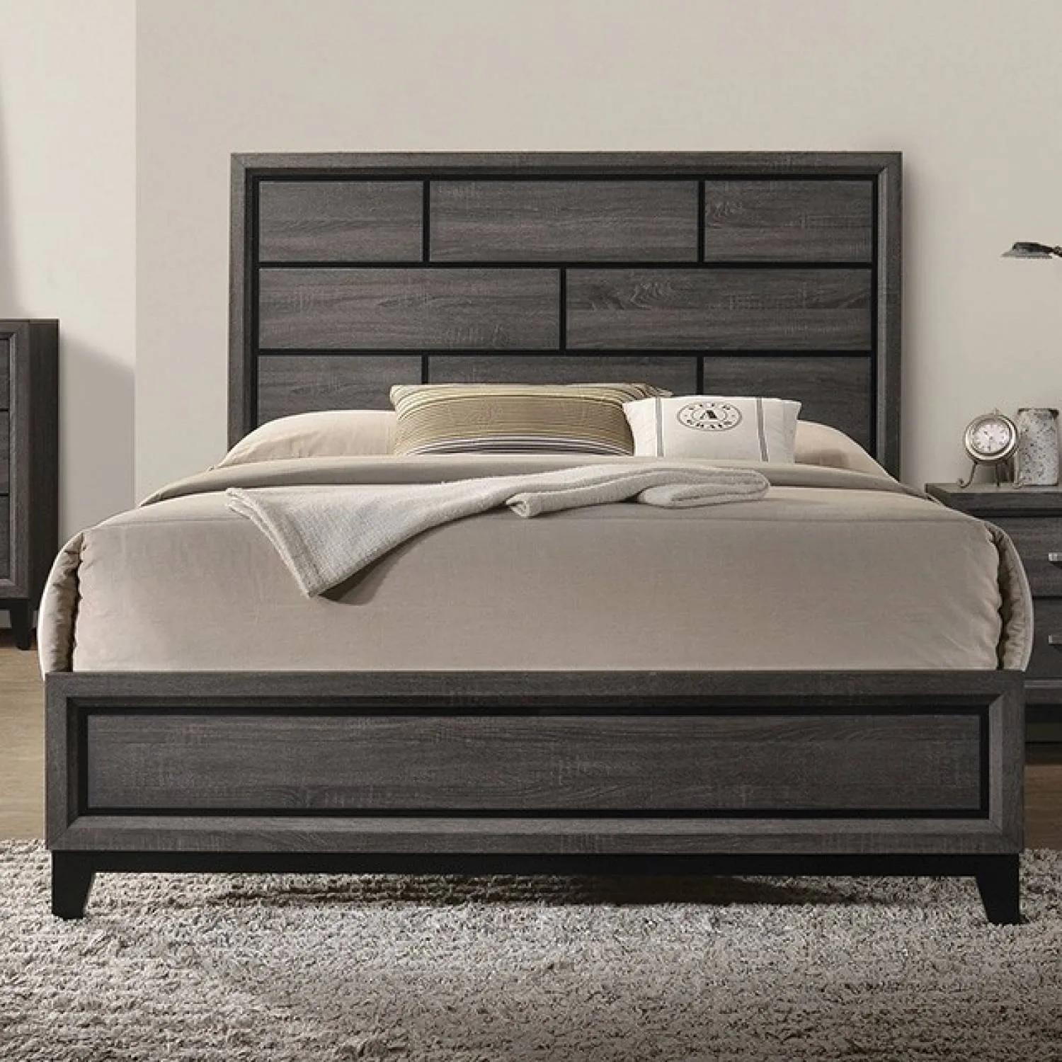 Errico Gray King Panel Bed