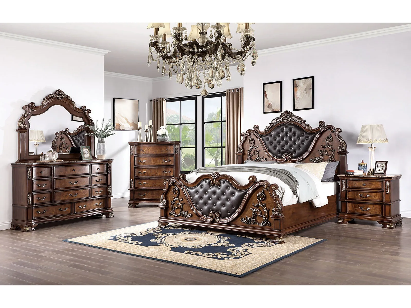 Esparanza Brown Cherry 5-Piece Queen Bedroom Set