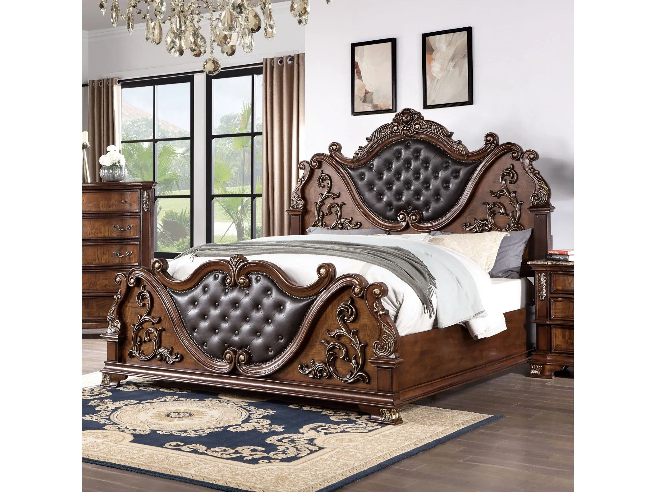 Esparanza Brown Cherry 5-Piece Queen Bedroom Set - Image 2
