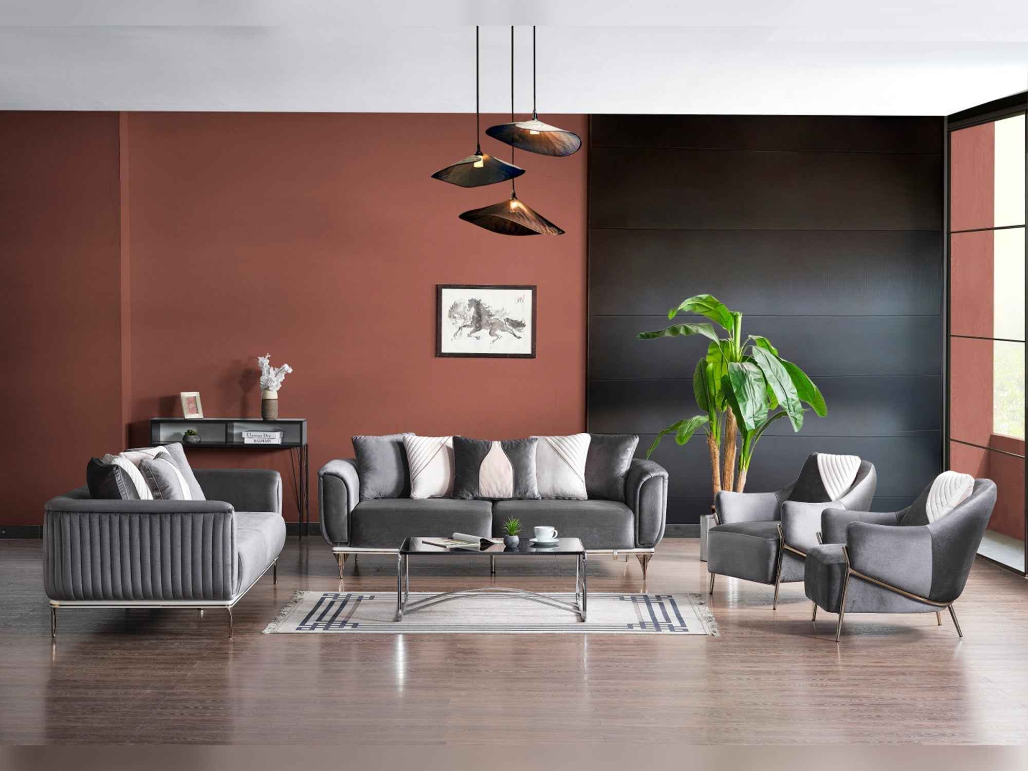 Esperanza Dark Gray 3-Piece Living Room Set (Sofa & Loveseat & Chair) - Image 2
