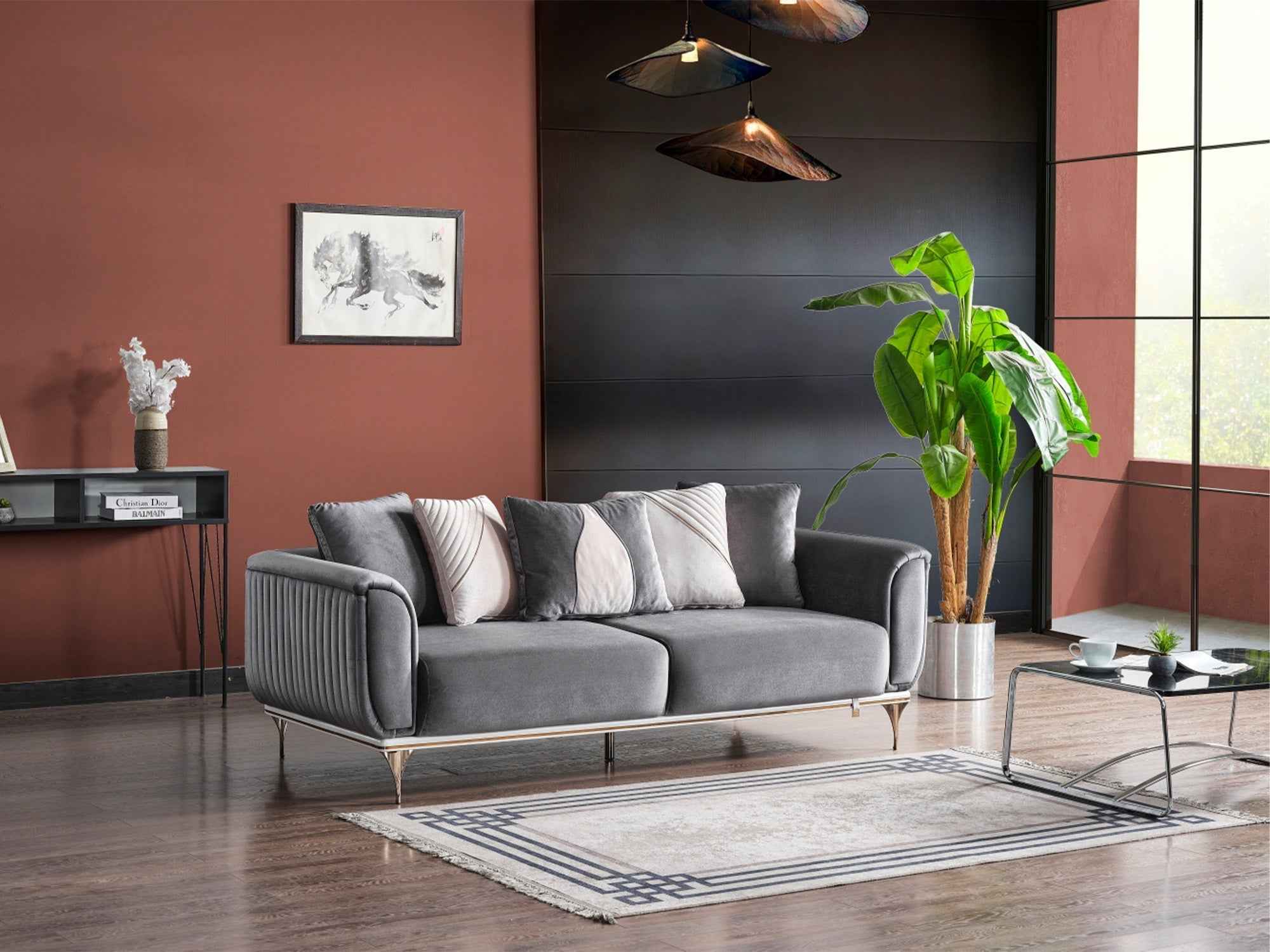 Esperanza Dark Gray 3-Piece Living Room Set (Sofa & Loveseat & Chair) - Image 3