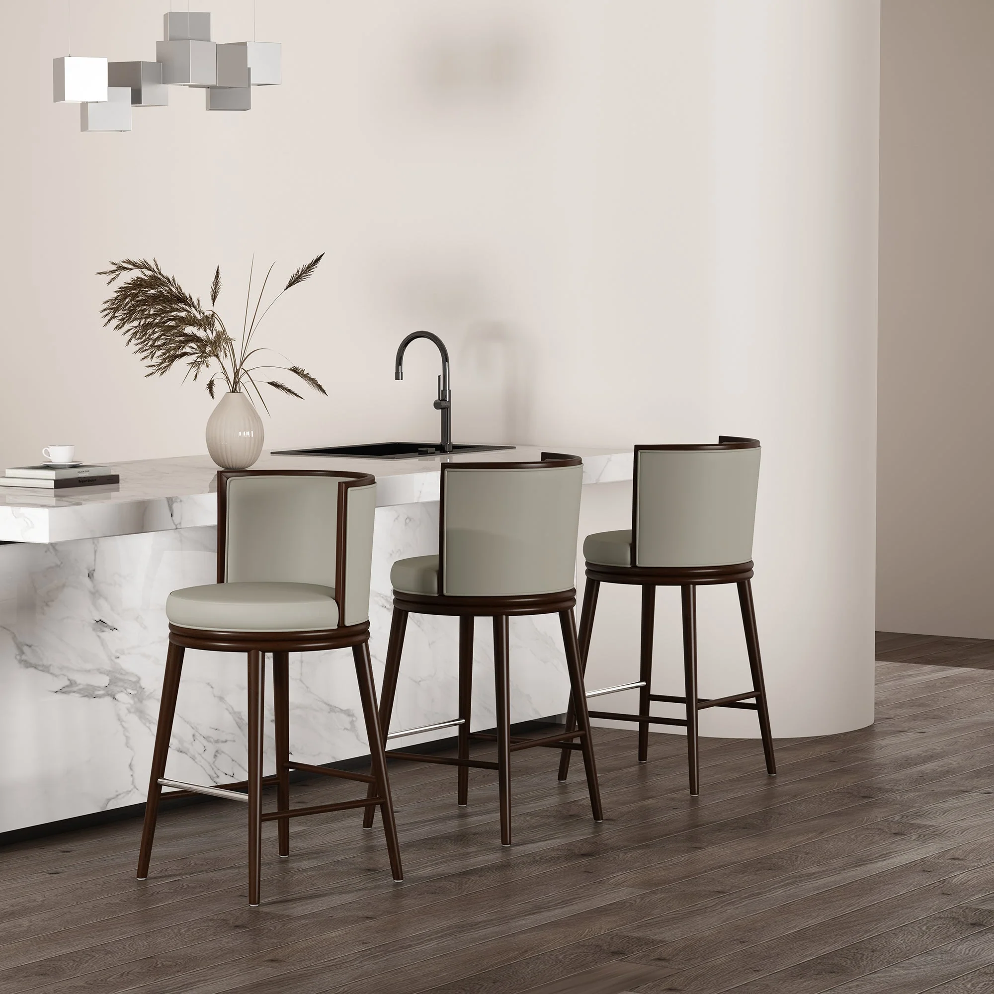 Evalyn Barstool in Stone (set of 3) - Image 2