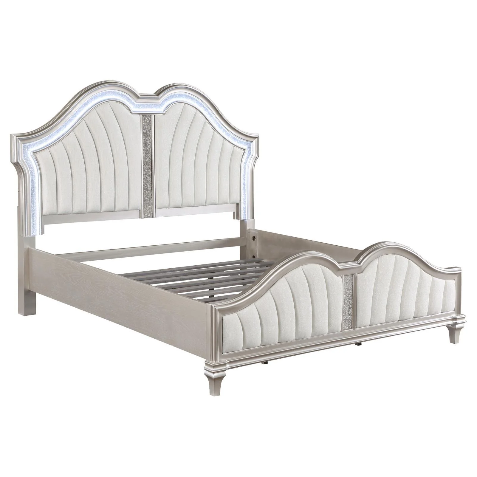 Evangeline Ivory/Silver Oak Tufted Upholstered Platform Queen Bed - Image 5