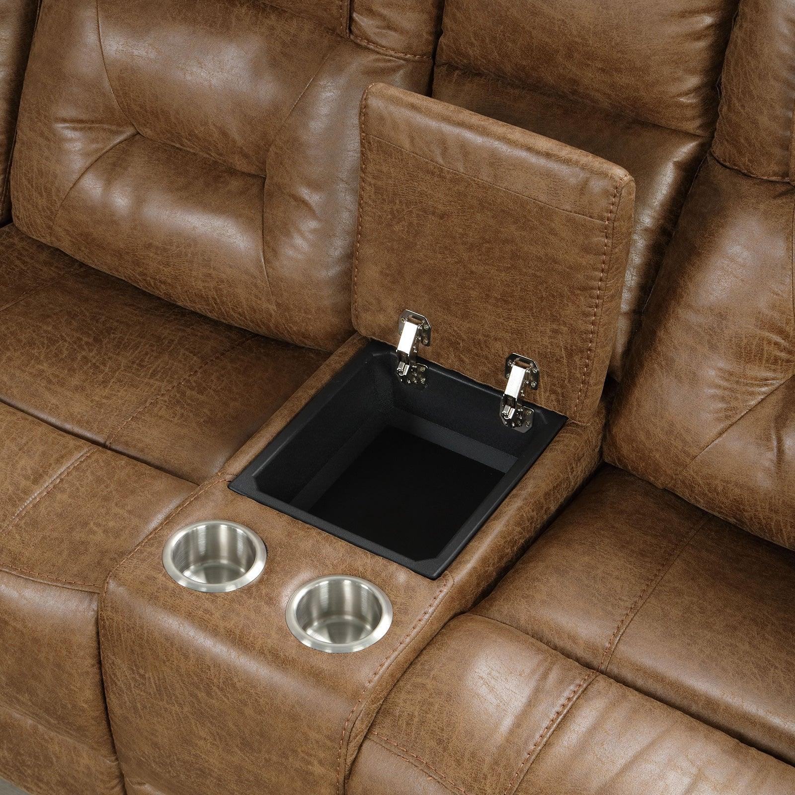 Ezekius Brown Manual Reclining Sectional - Image 5
