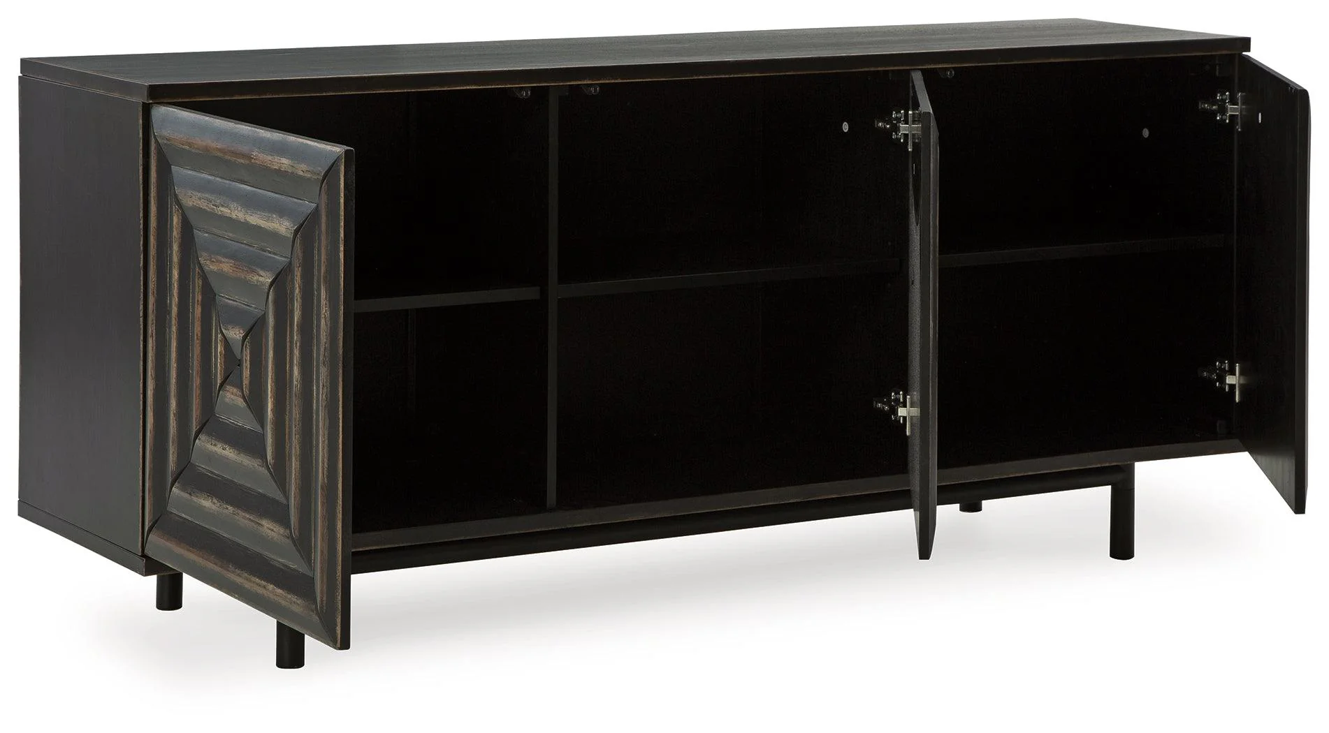 Fair Ridge Distressed Black Accent Cabinet - Image 2