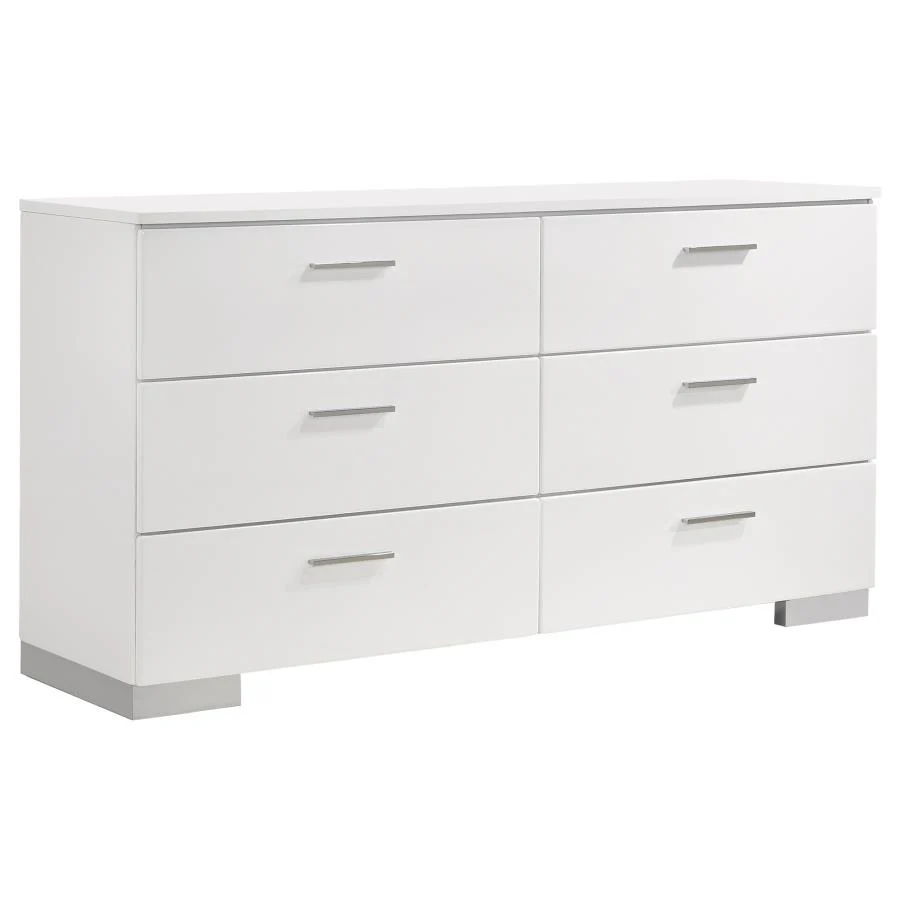 Felicity White High Gloss 5-Piece Eastern King Bedroom Set - Image 7