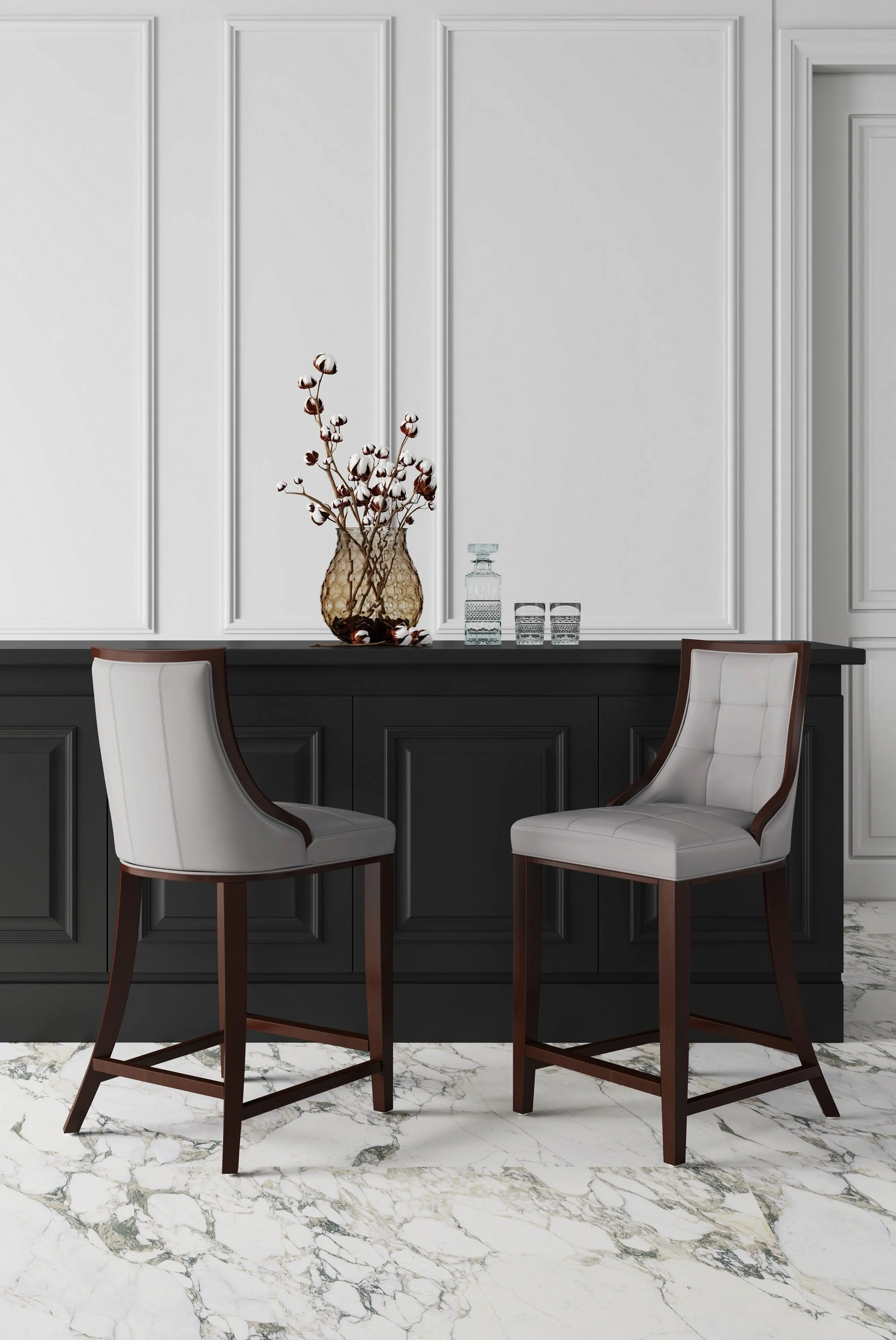 Fifth Avenue Faux Leather Counter Stool in Light Grey (set of 3) - Image 2