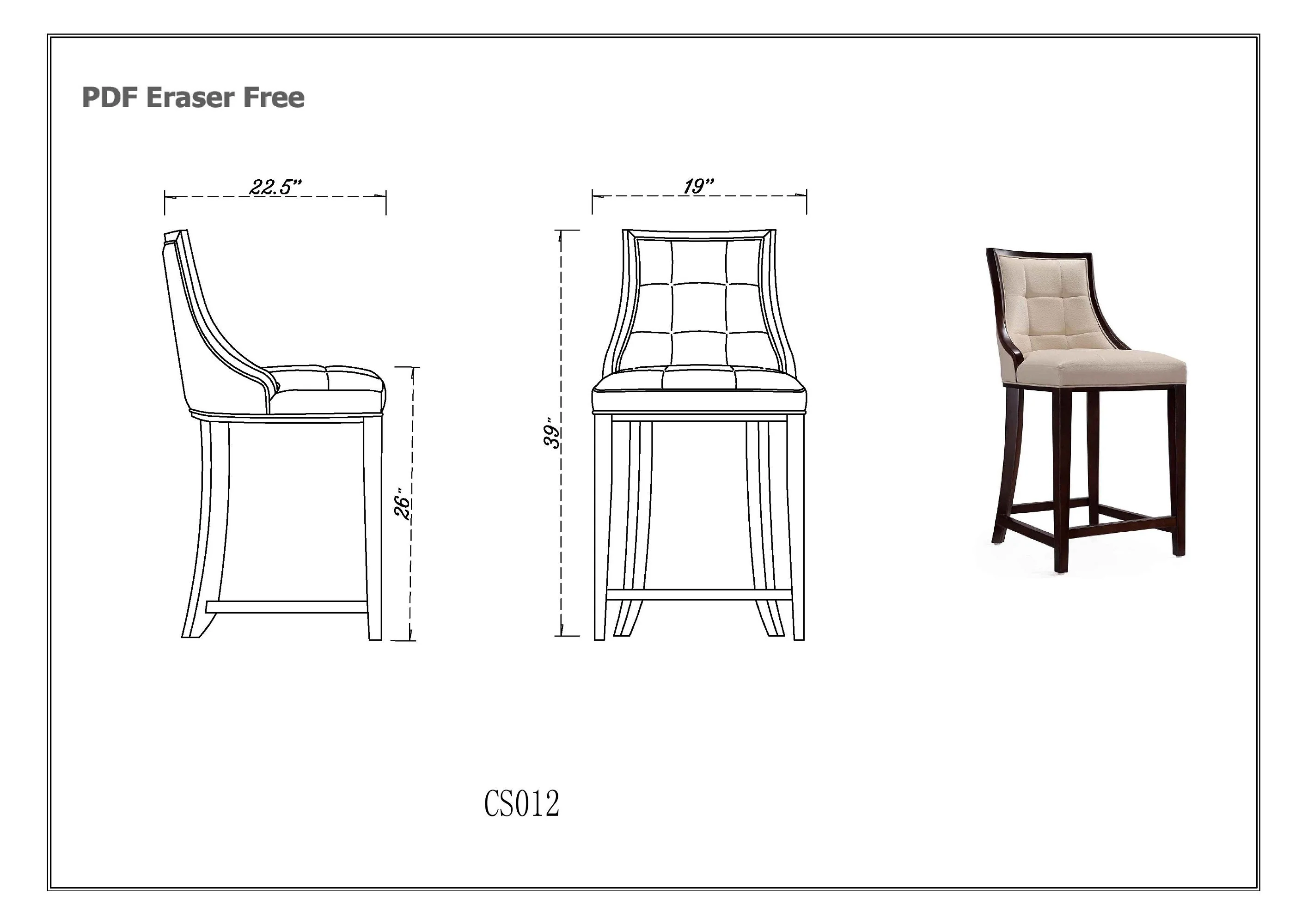 Fifth Avenue Faux Leather Counter Stool in Light Grey (set of 3) - Image 3