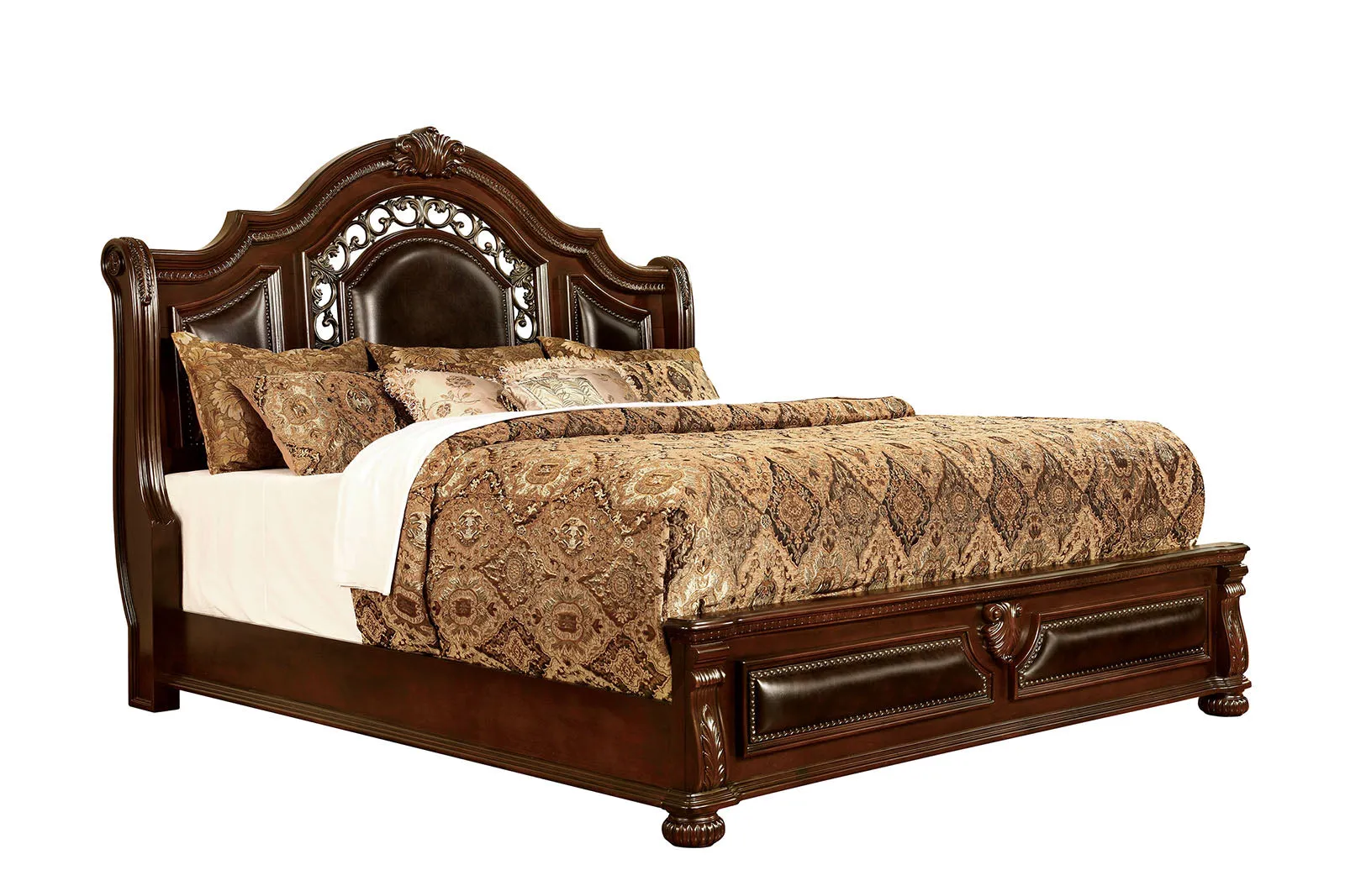 Flandreau Brown Cherry/Espresso 4-Piece Queen Bedroom Set - Image 2