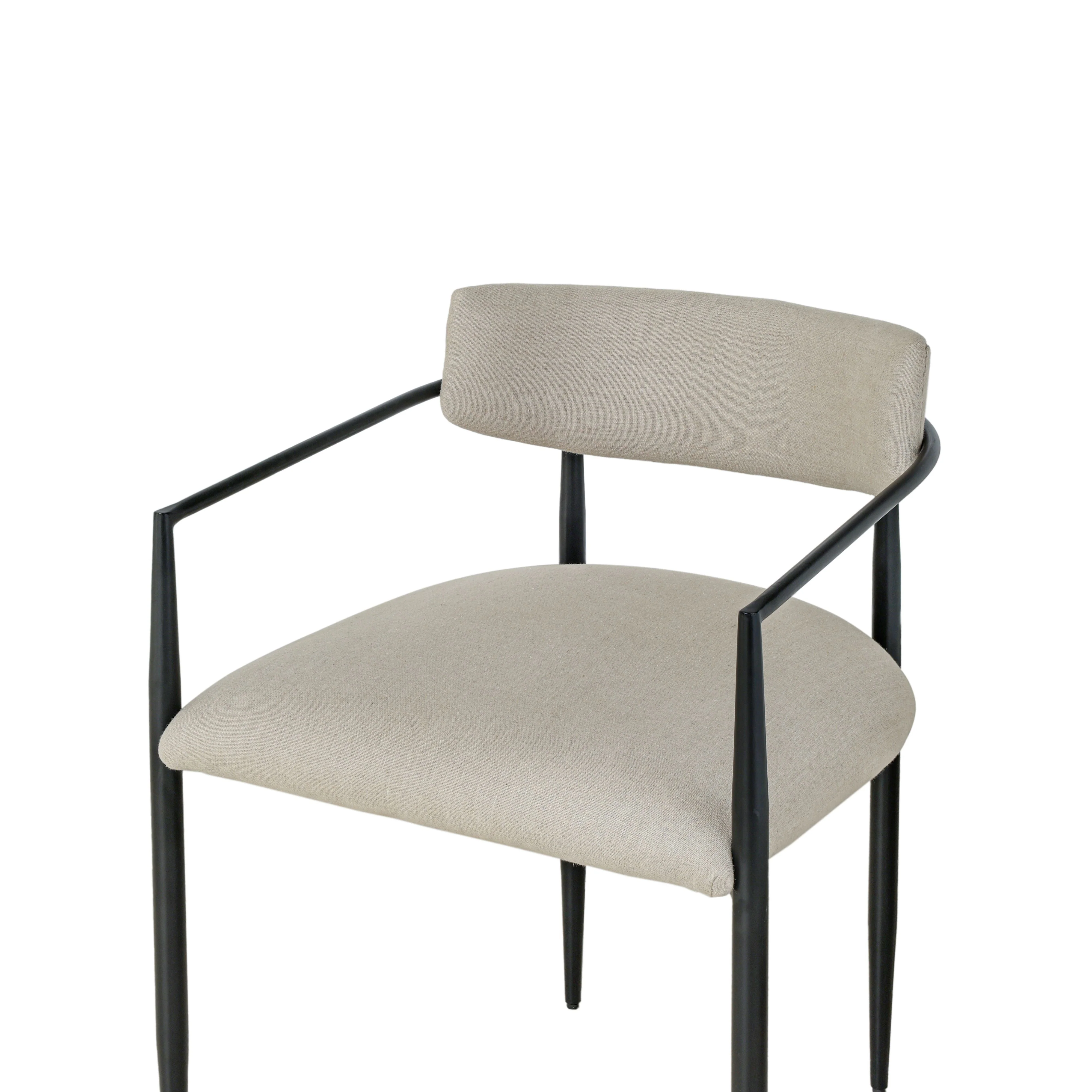 Forte Cream Linen Forged Iron Dining Chair - Image 3