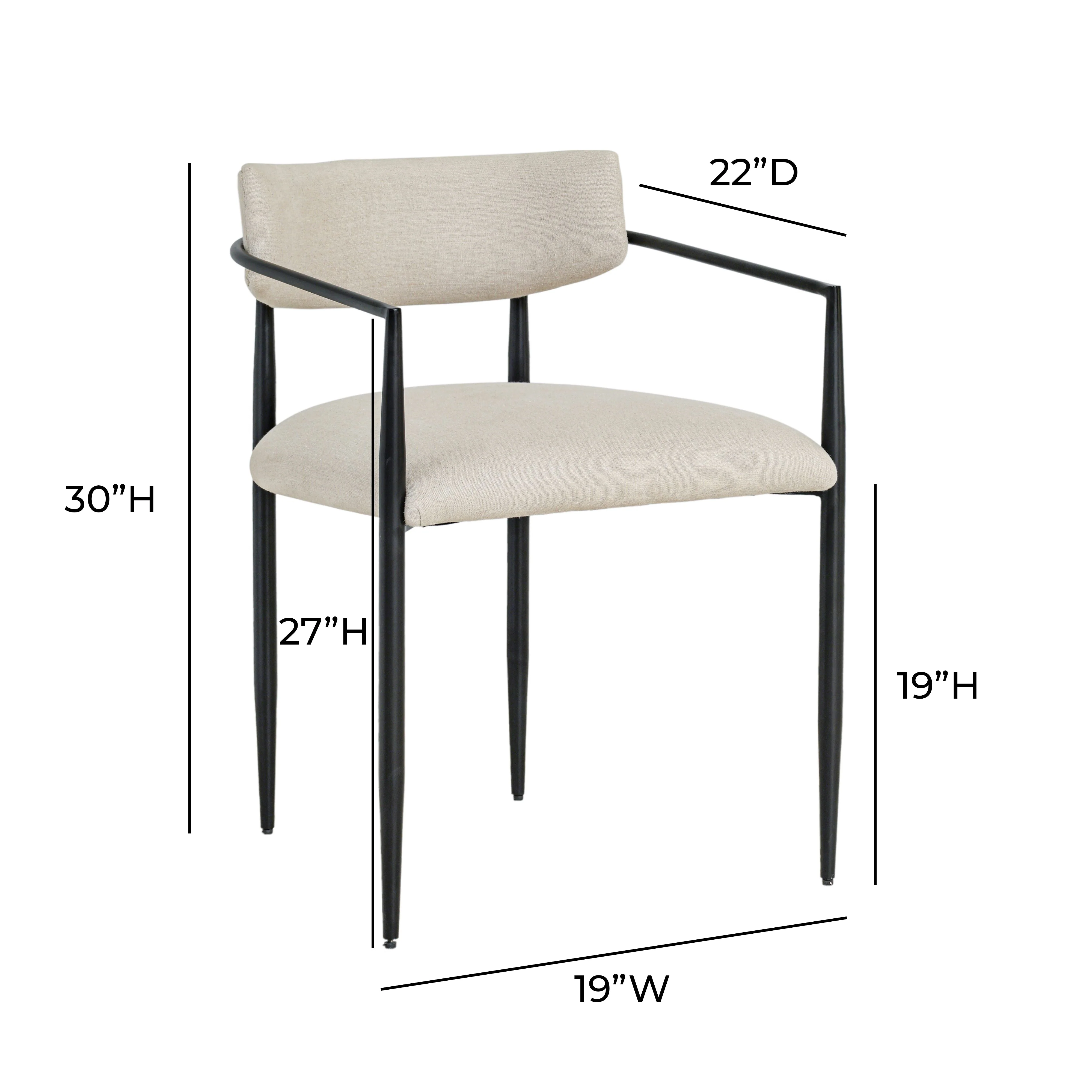 Forte Cream Linen Forged Iron Dining Chair - Image 6