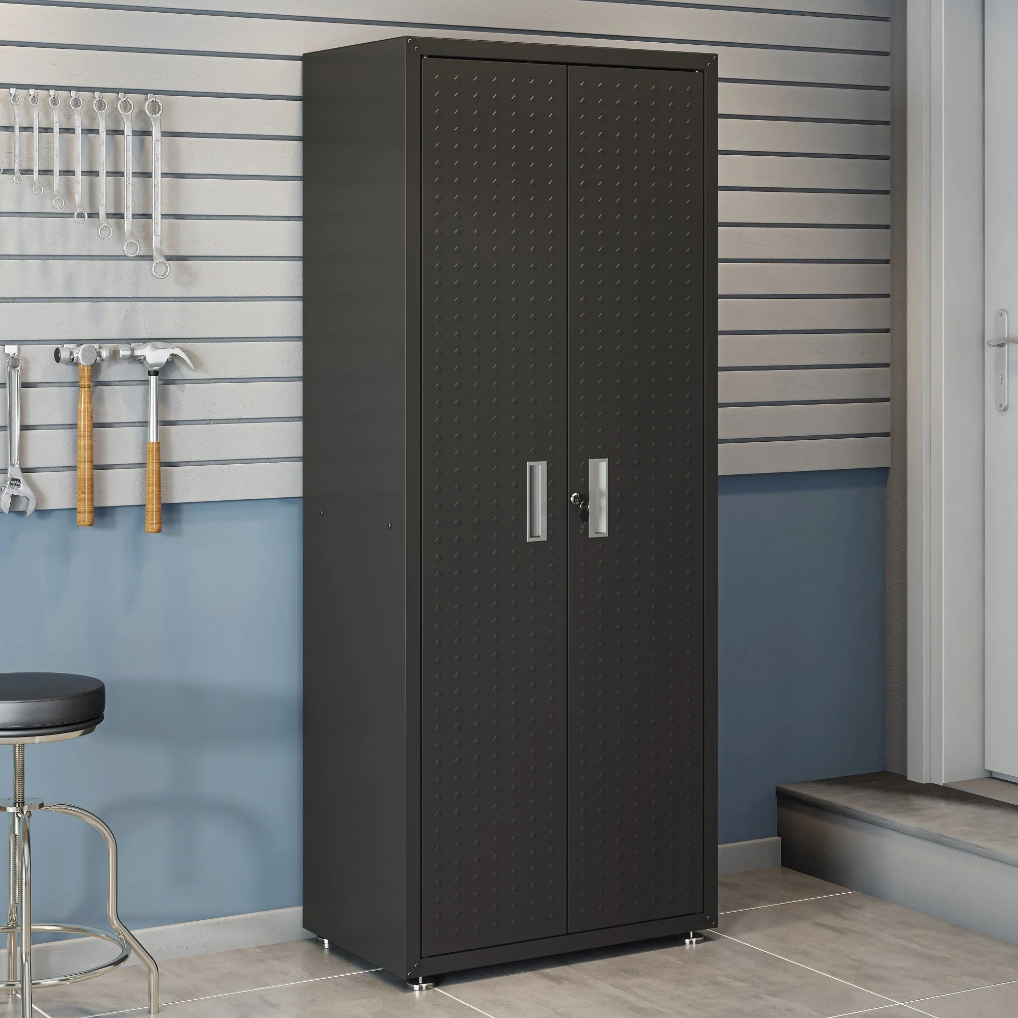 Fortress 74.8" Tall Garage Cabinet in Charcoal Grey - Image 2