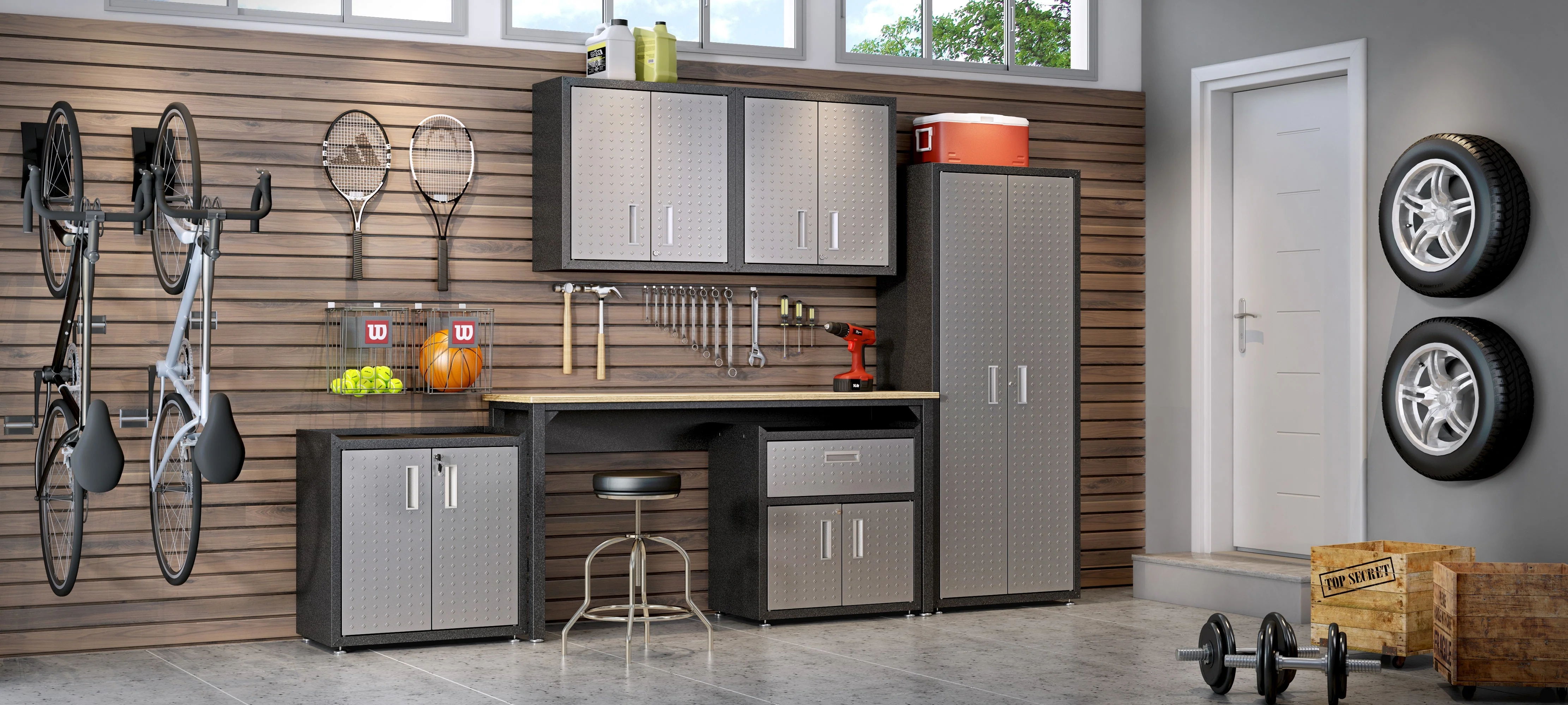 Fortress Floating Garage Cabinet in Grey (set of 2) - Image 10