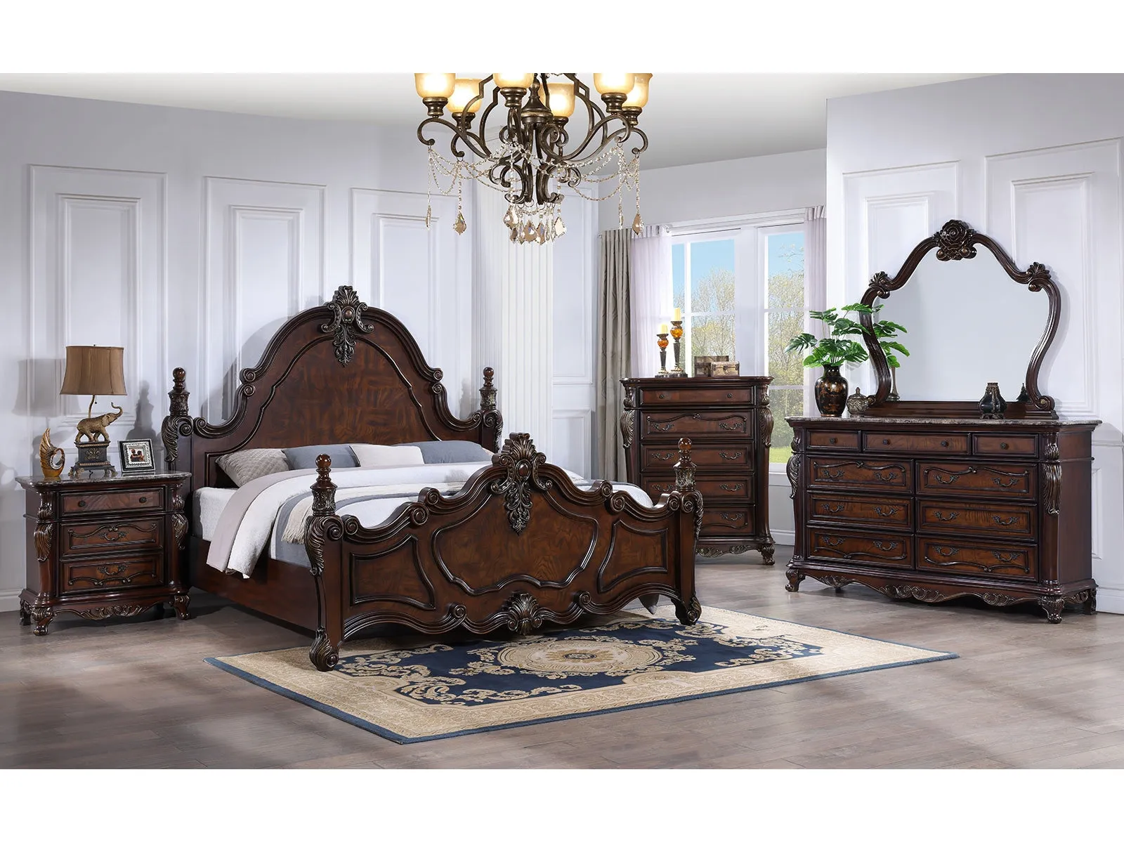Francione Dark Cherry 4-Piece Queen Bedroom Set