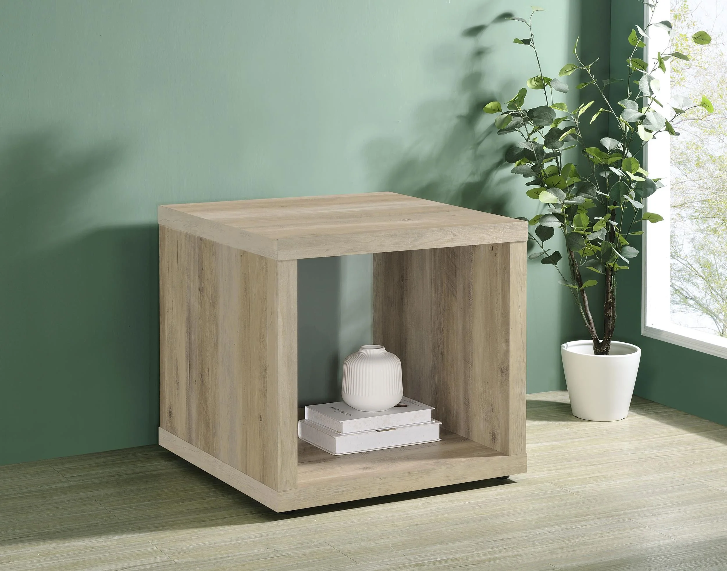 Frisco Distressed Pine Square Engineered Wood Side End Table