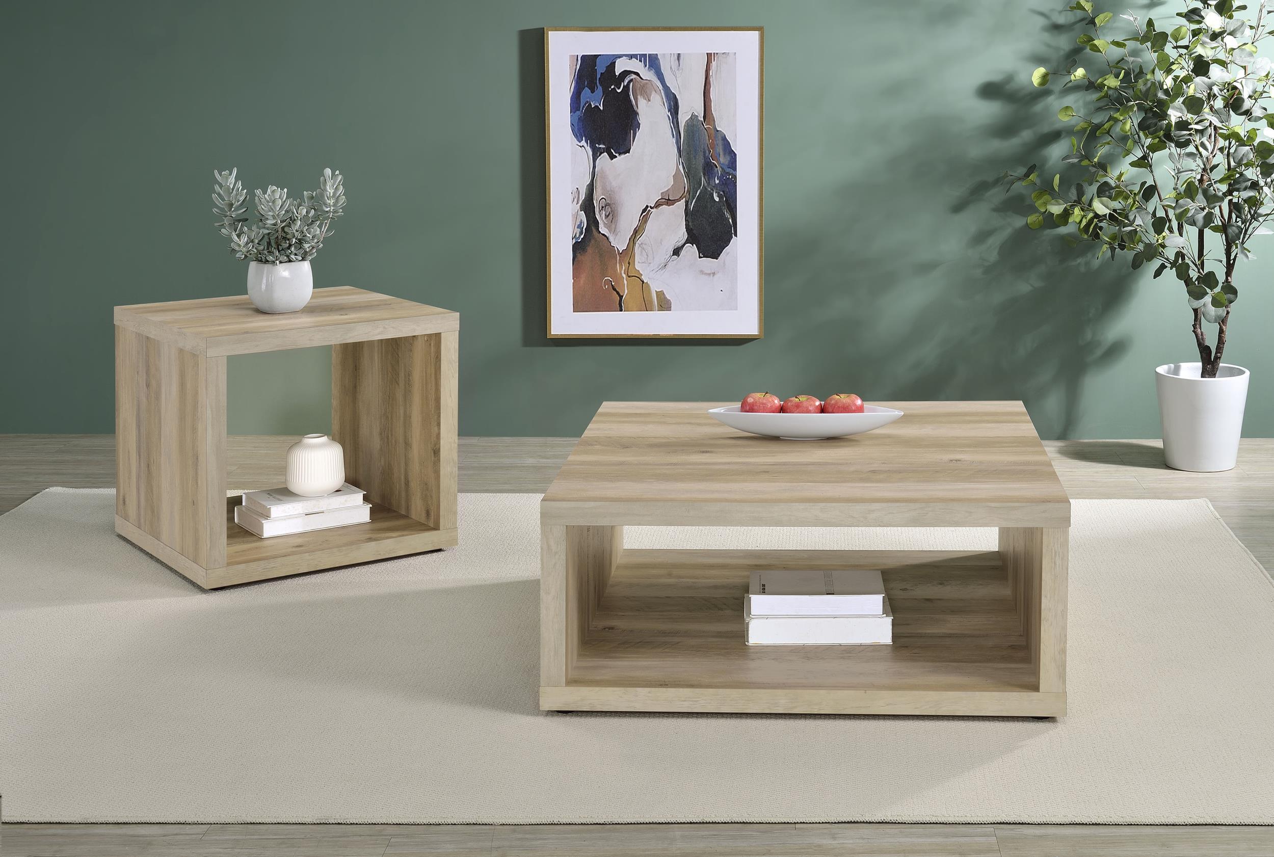 Frisco Distressed Pine Square Engineered Wood Side End Table - Image 8