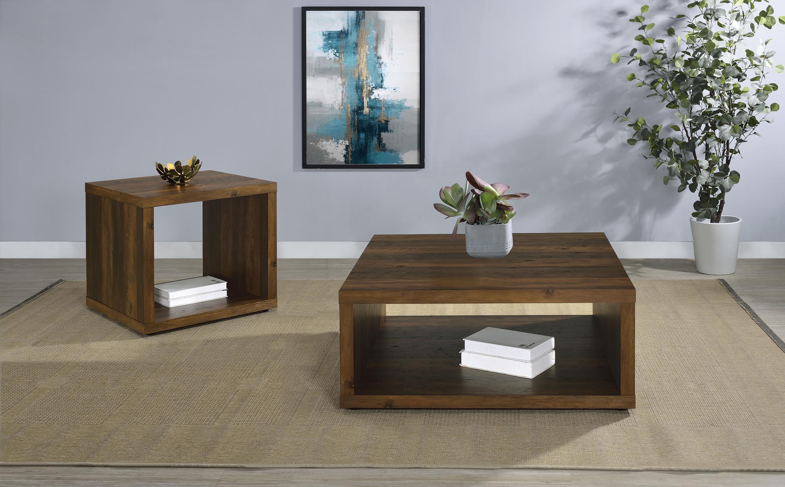 Frisco Square Engineered Wood Coffee Table Dark Pine - Image 6