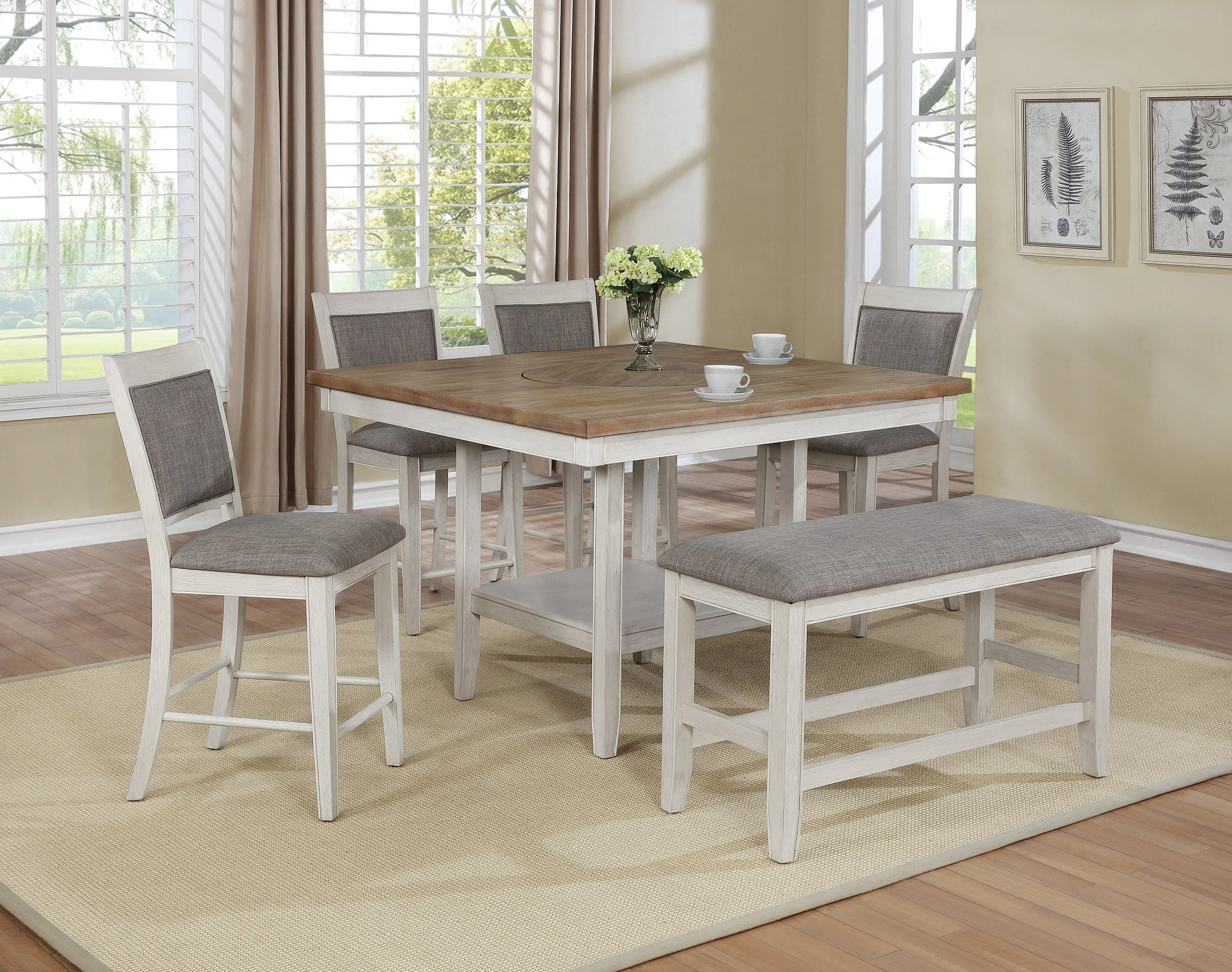 Fulton White Counter Height Dining Bench - Image 2