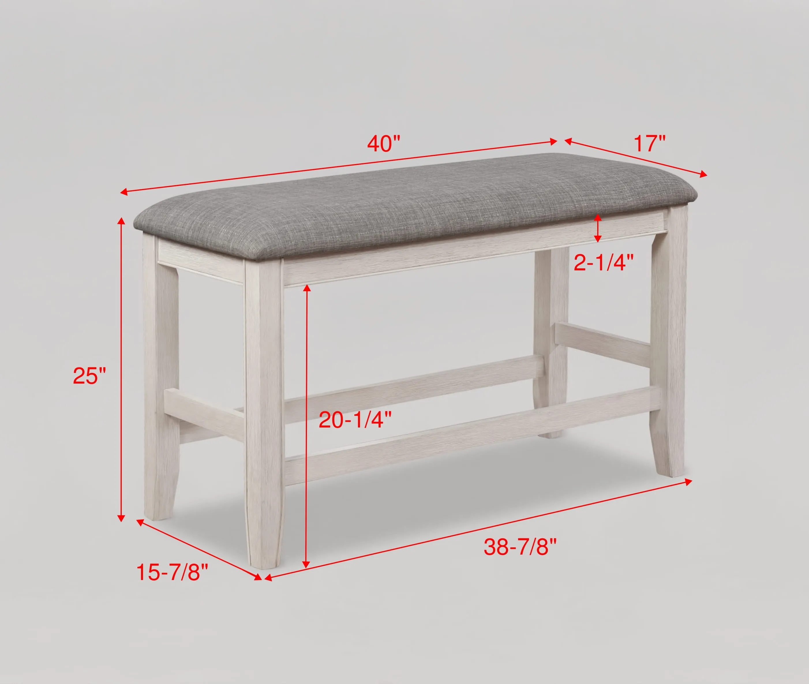 Fulton White Counter Height Dining Bench - Image 3