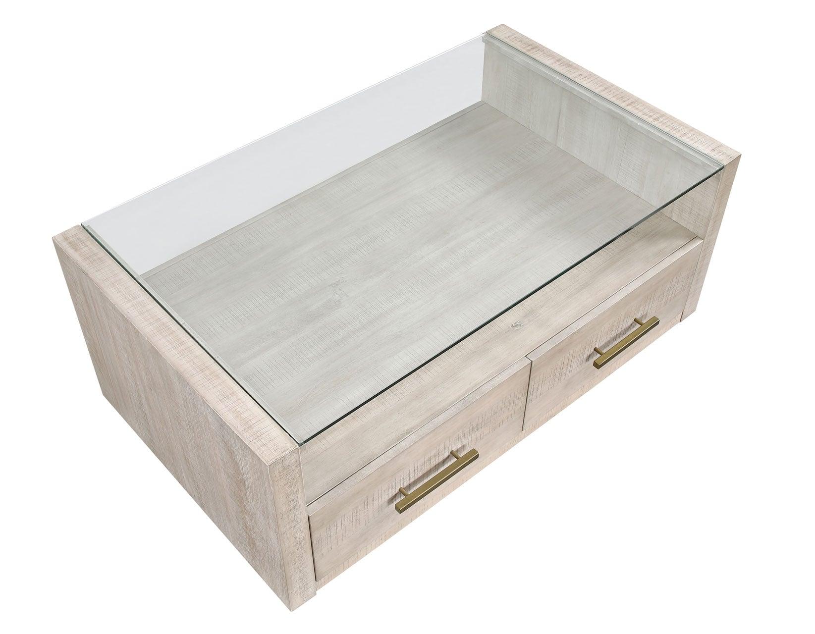 Garland Glass Top 3-Piece Table Set, Washed Parchment Finish - Image 6