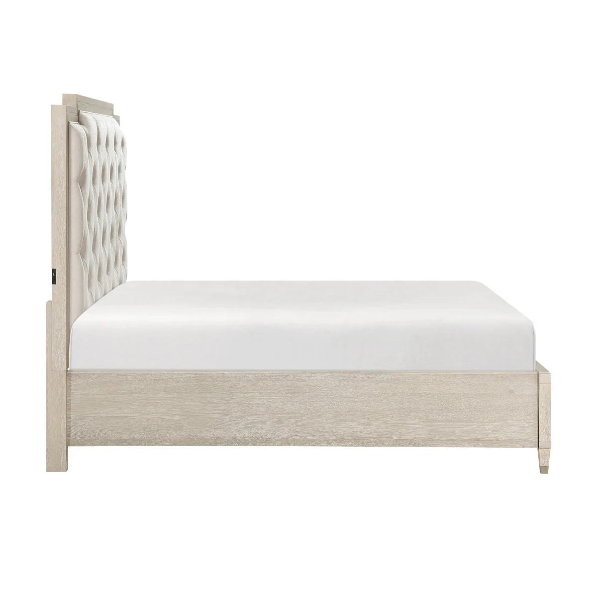 Genoa Light Oak King Upholstered Storage Platform Bed - Image 5