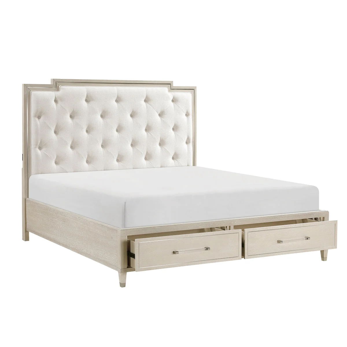 Genoa Light Oak King Upholstered Storage Platform Bed - Image 8