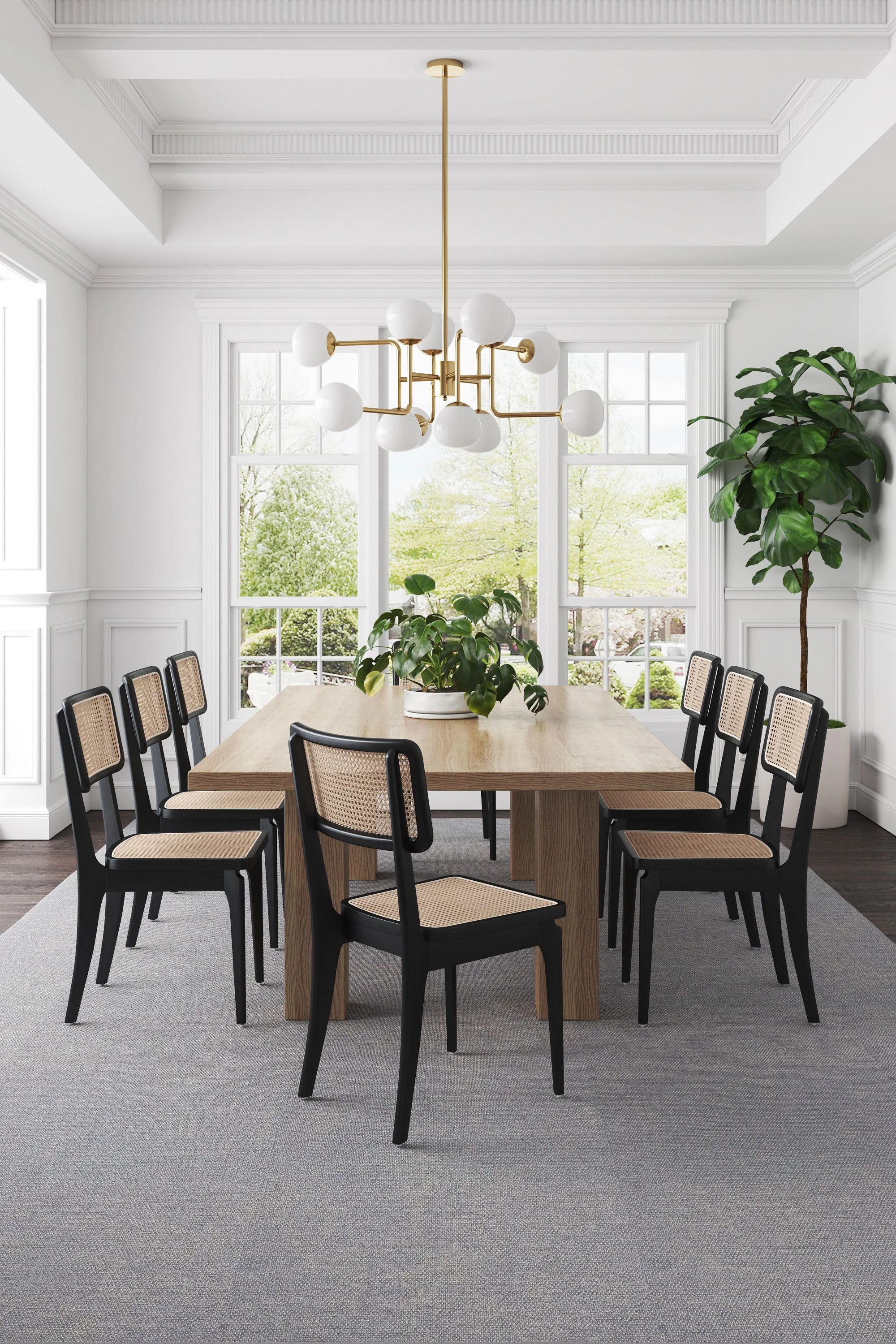 Giverny Dining Chair in Black and Natural Cane (set of 2) - Image 2