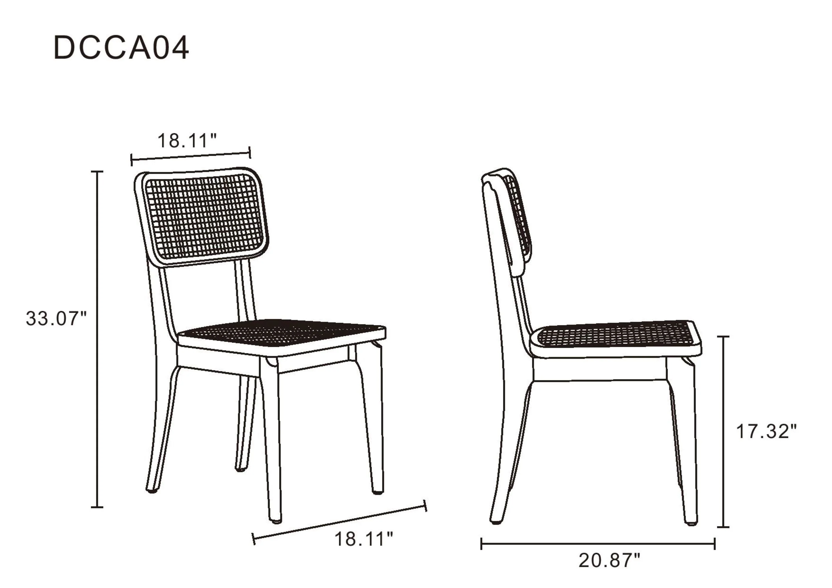 Giverny Dining Chair in Black and Natural Cane (set of 2) - Image 3