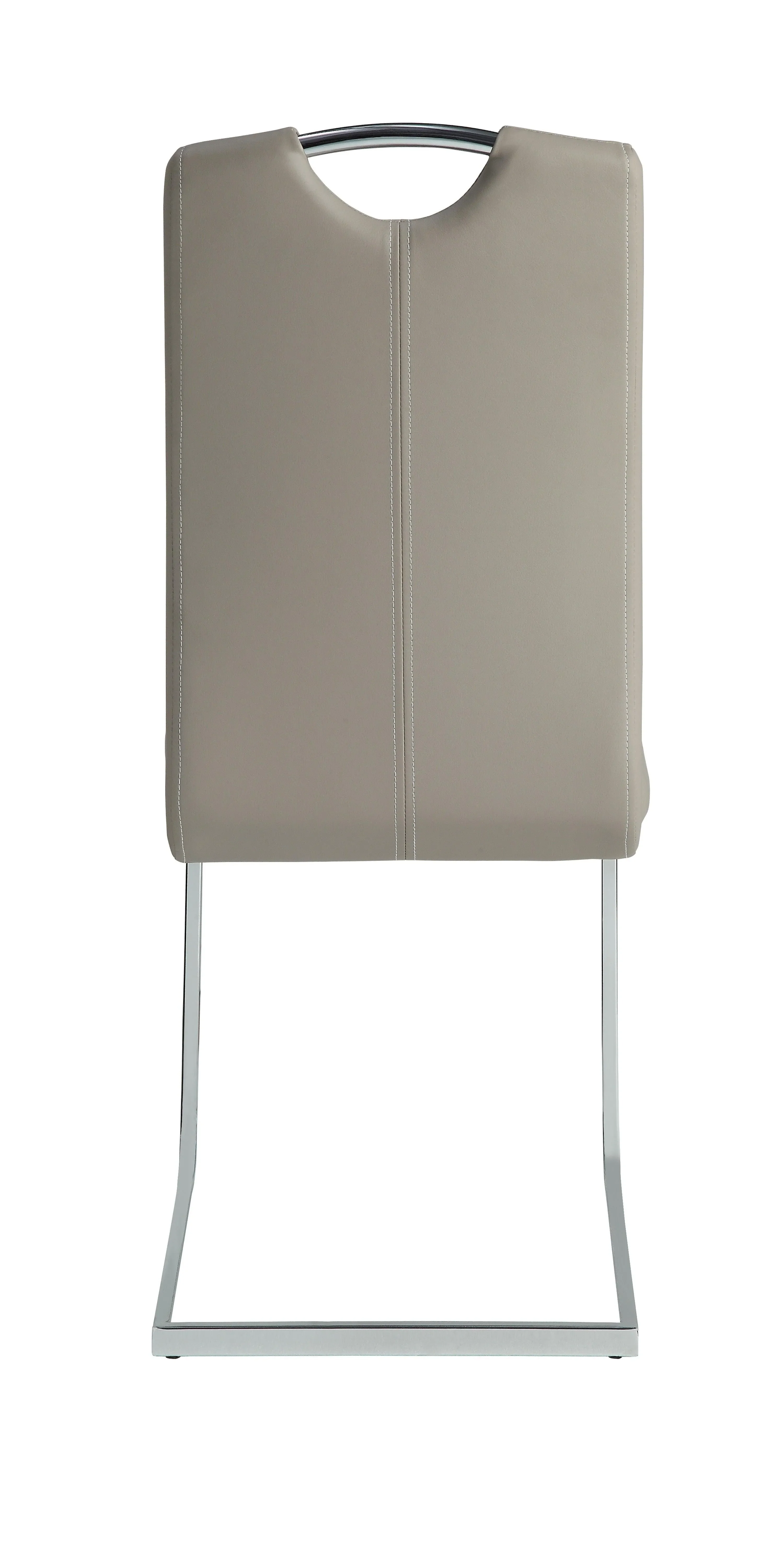 Glissand Chrome Metal/Gray Faux Leather Dining Side Chair, Set of 2 - Image 3