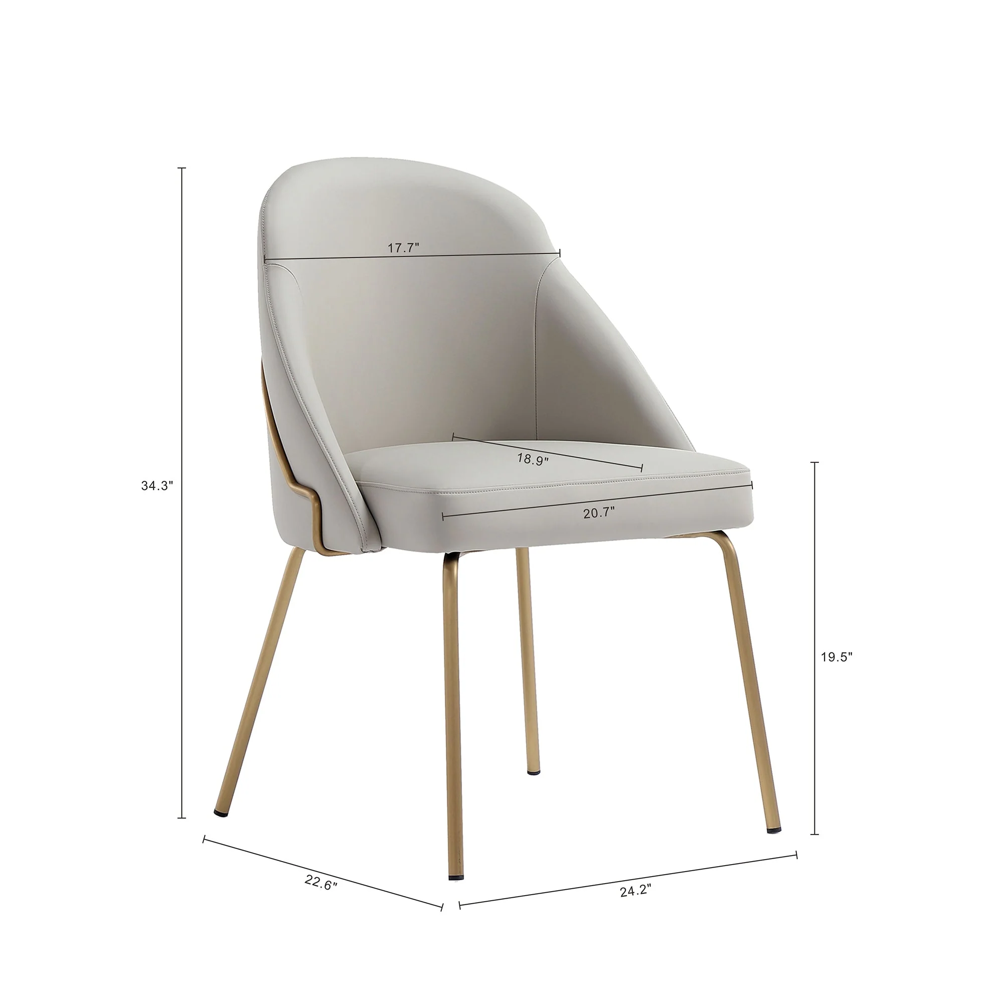 Gracie Dining Chair in Stone and Gold (set of 4) - Image 3