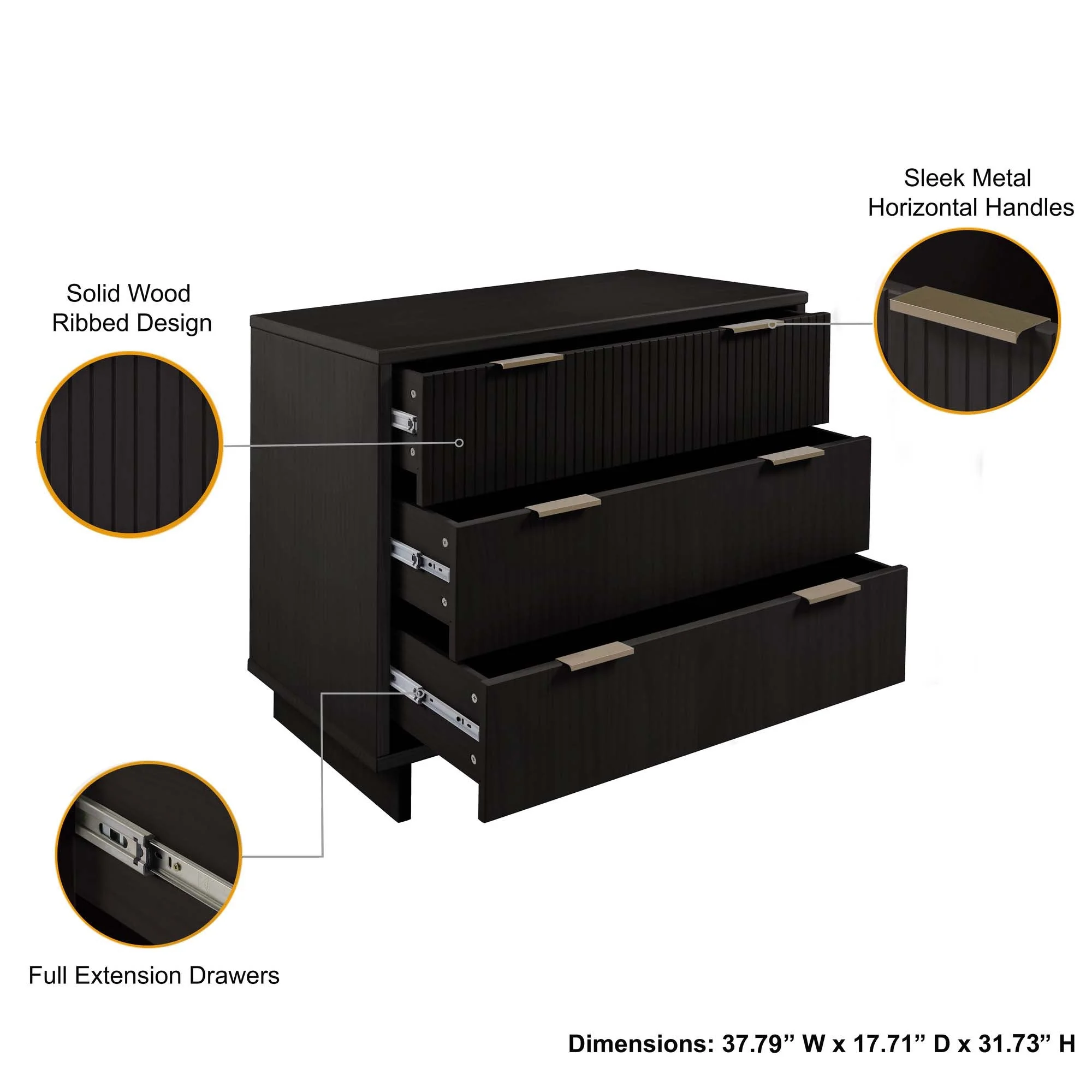 Granville 2-Piece Standard Dresser and Nightstand Set in Black - Image 5